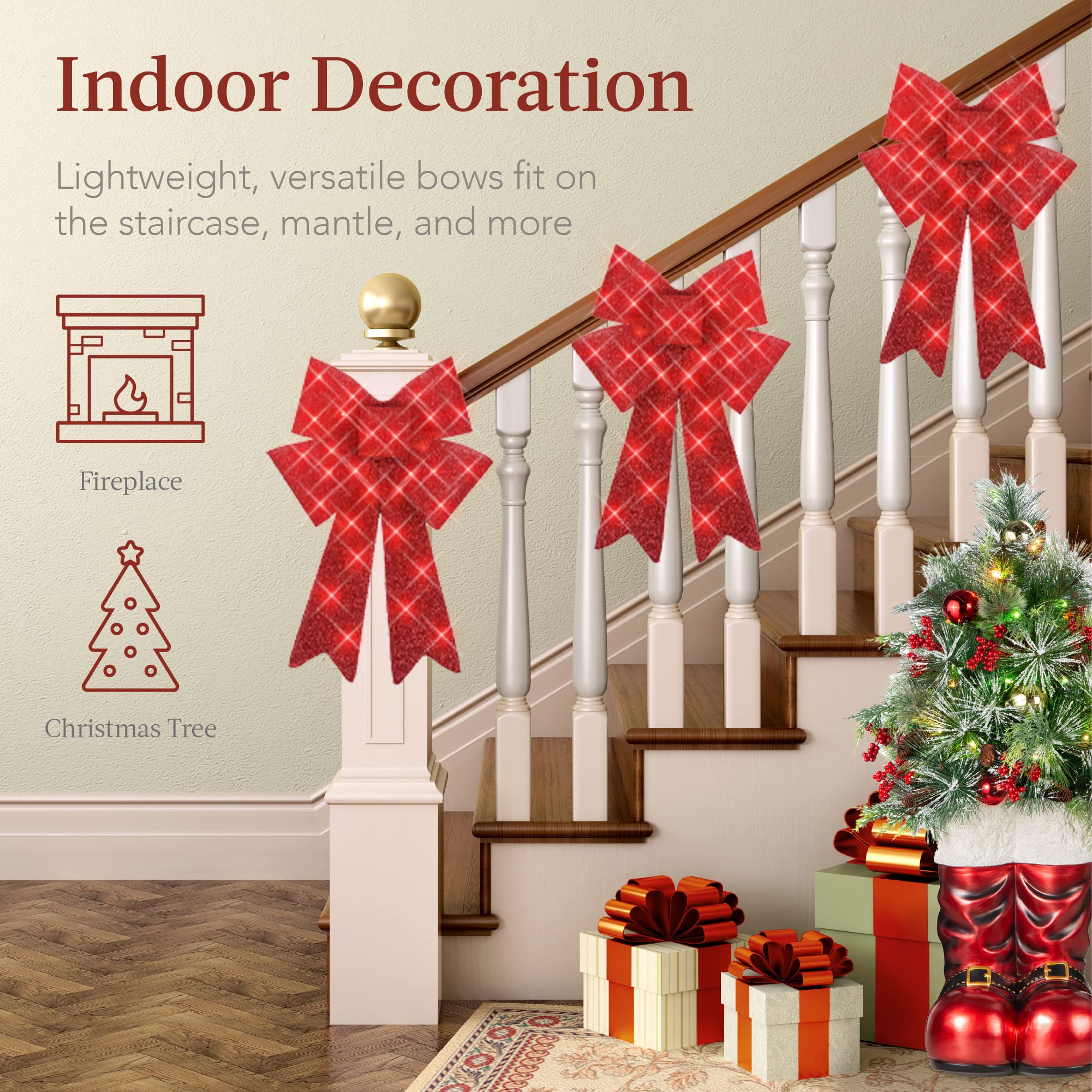 Foto 5 pulgar | Set De Decoración De Lazos Navideños Best Choice Products Con 30 Led - Venta Internacional.