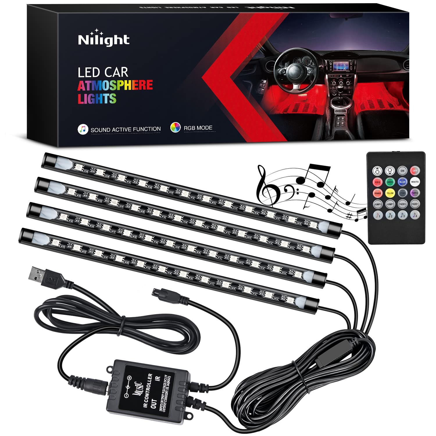 Foto 2 pulgar | Lámpara Para Coche Nilight, 48 Led Dc, 5 V, Multicolor, Con Mando A Distancia - Venta Internacional.