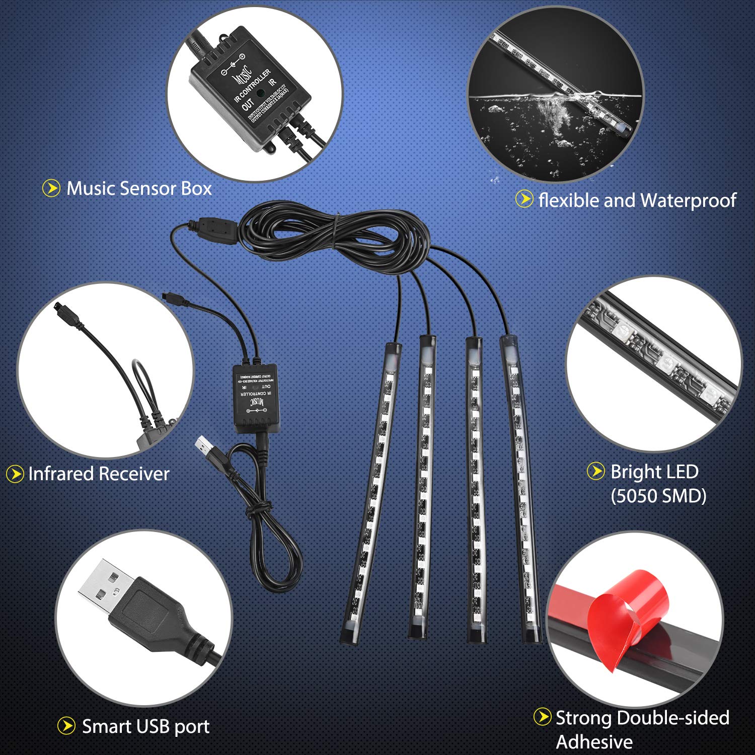 Foto 4 pulgar | Lámpara Para Coche Nilight, 48 Led Dc, 5 V, Multicolor, Con Mando A Distancia - Venta Internacional.