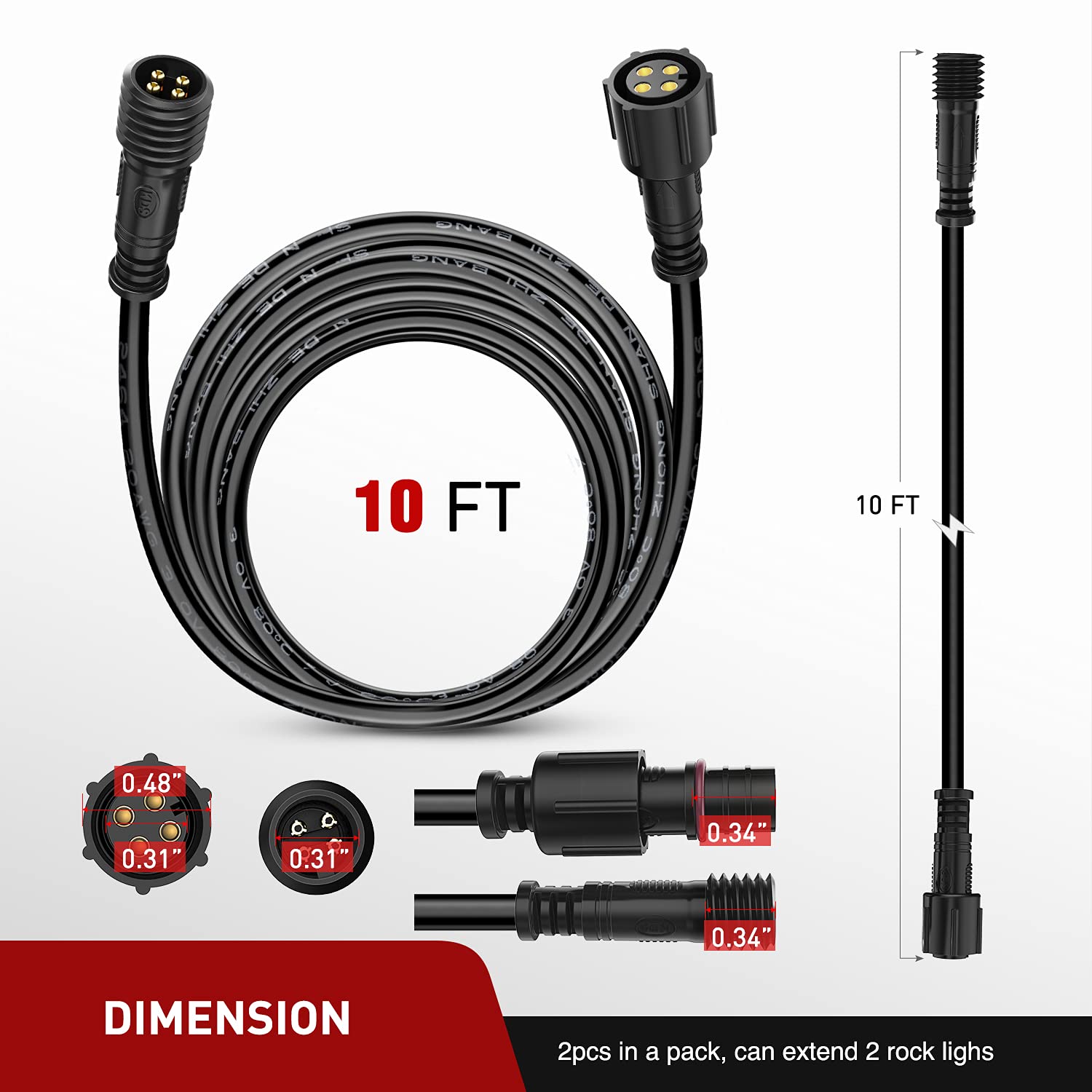 Foto 2 | Cable Rgb De 10 Pies Y 4 Pines Para Nilight 4 Y 8 Pods Rock Light - Venta Internacional.