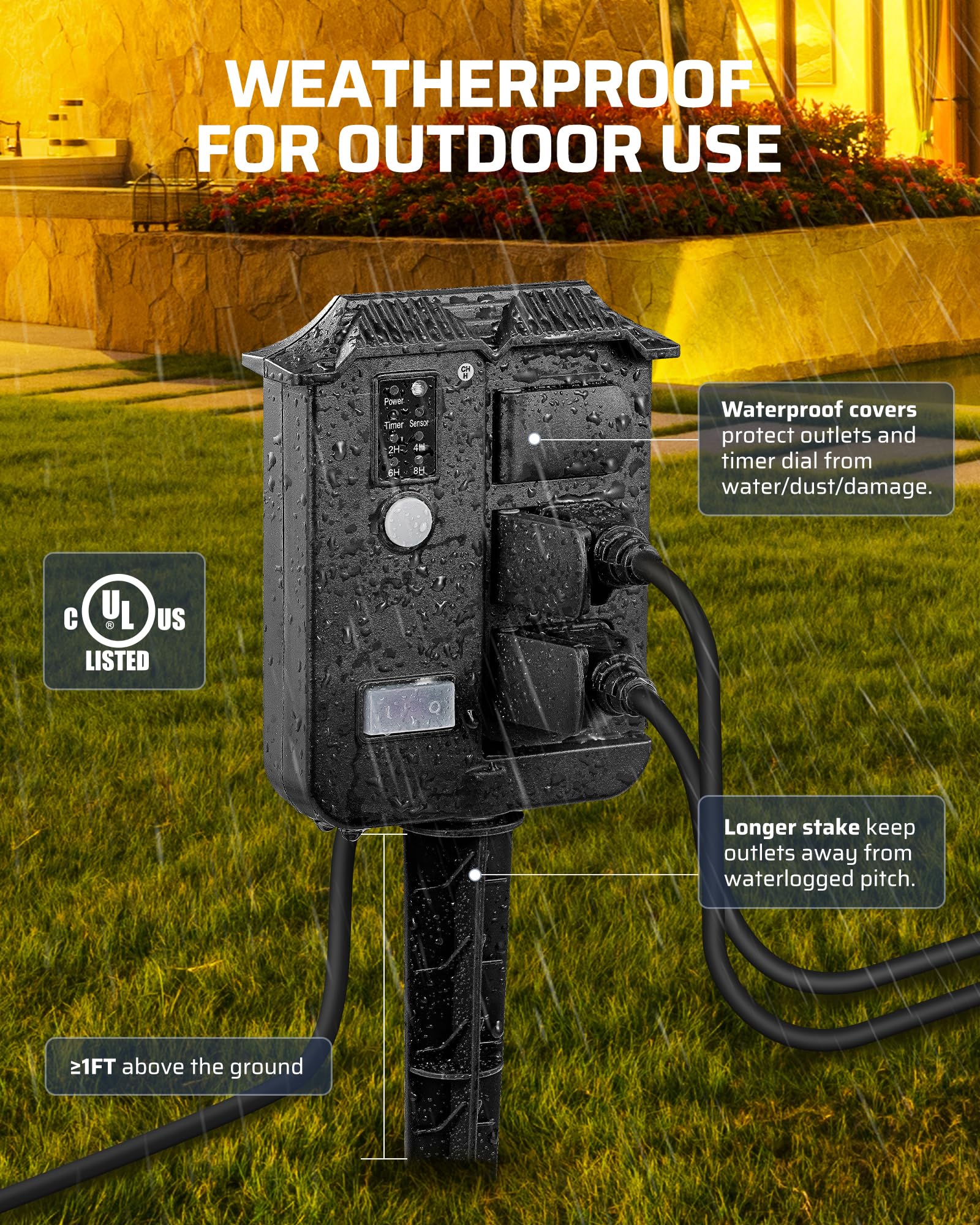 Foto 5 pulgar | Temporizador Power Stake Para Exteriores Dewenwils, Resistente Al Agua, 100 Pies - Venta Internacional.