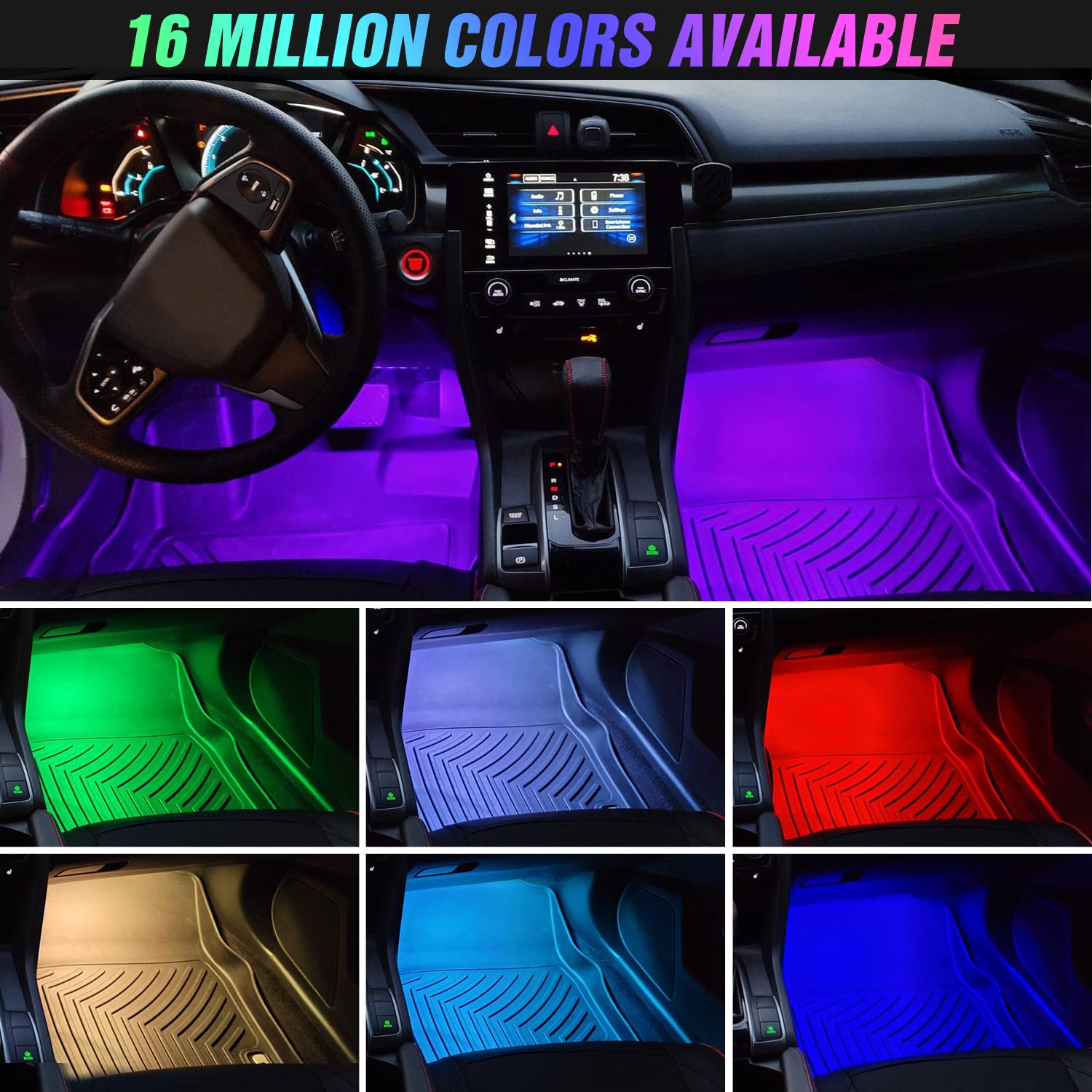 Foto 8 pulgar | Luces Interiores De Coche Nilight, 48 Led, Tiras Led Rgb, 4 Unidades - Venta Internacional.