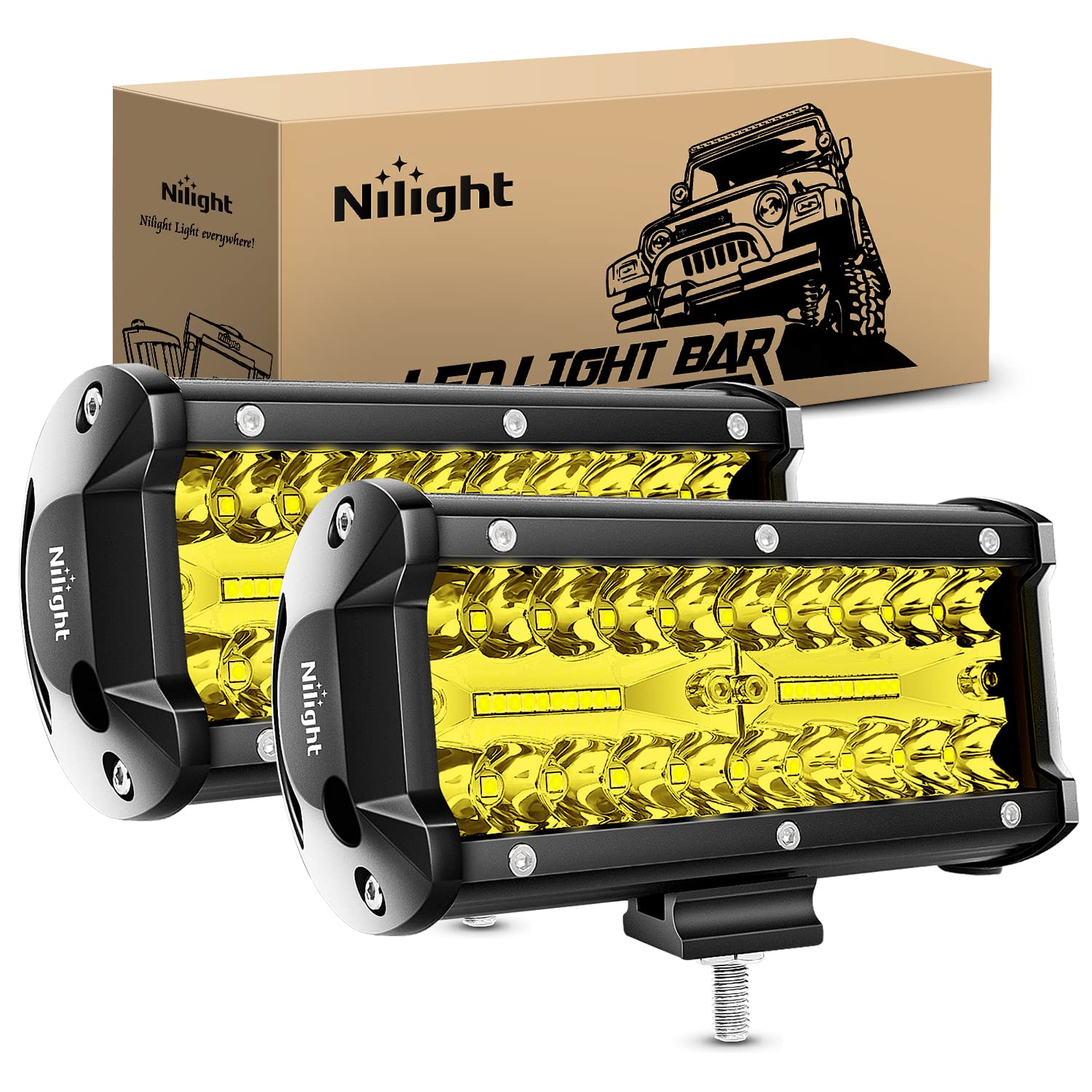 Foto 1 | Combo Led Pods Nilight, 2 Unidades, 16,5 Cm, 120 W, Color Amarillo - Venta Internacional.