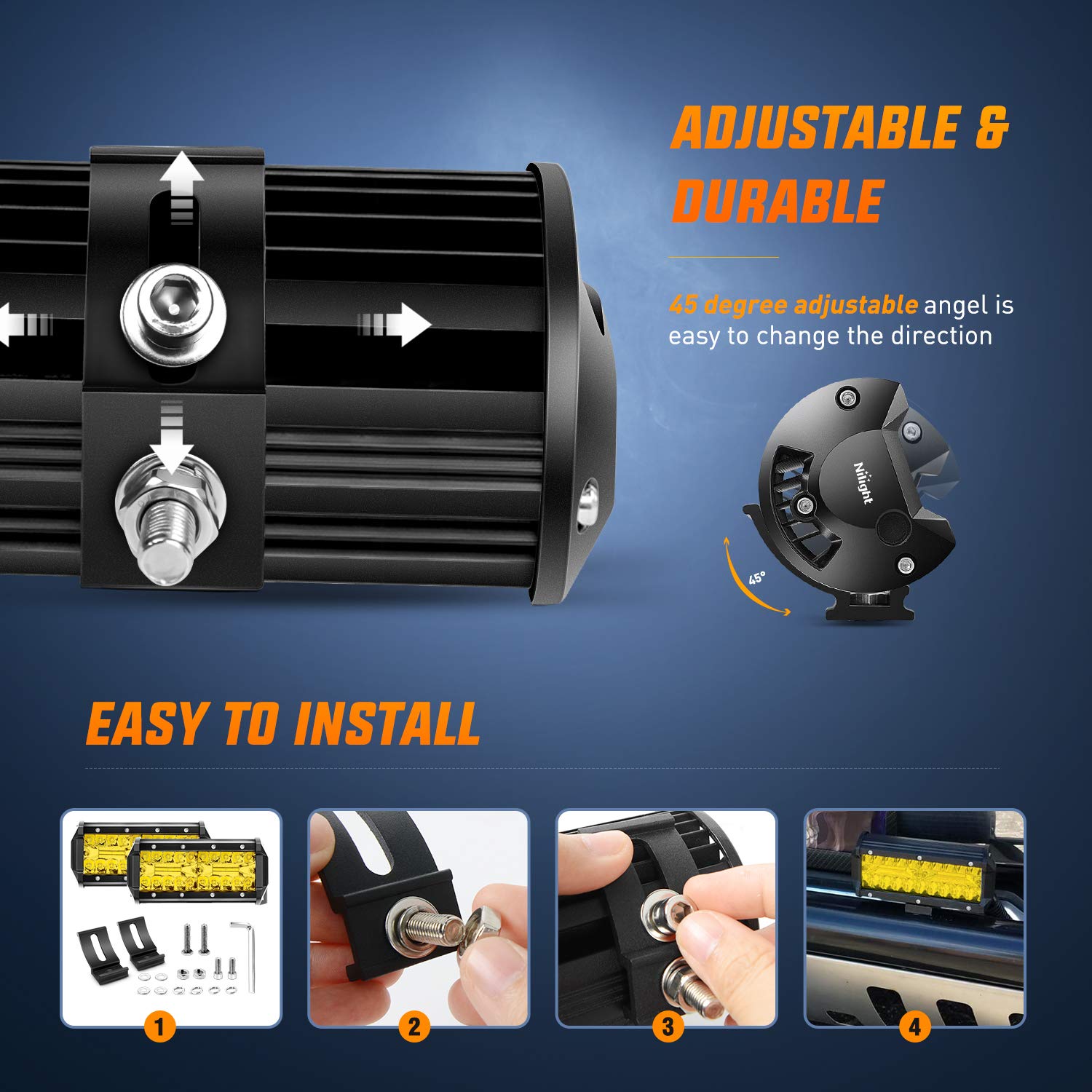 Foto 7 pulgar | Combo Led Pods Nilight, 2 Unidades, 16,5 Cm, 120 W, Color Amarillo - Venta Internacional.