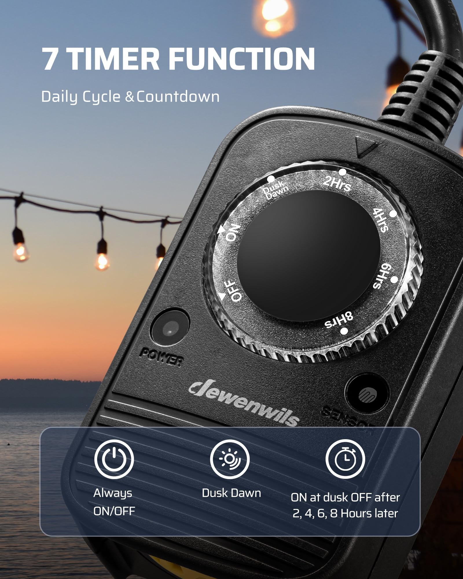 Foto 3 pulgar | Temporizador Para Exteriores Dewenwils, Sensor Del Anochecer Al Amanecer, 10 A, 1/2 Hp, Paquete De 2 - Venta Internac