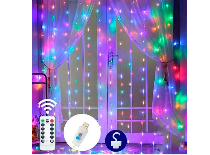 Foto 2 | Luces Decorativas Xtellar 3x3m Cortina De 300 Led, Recargables Por Usb