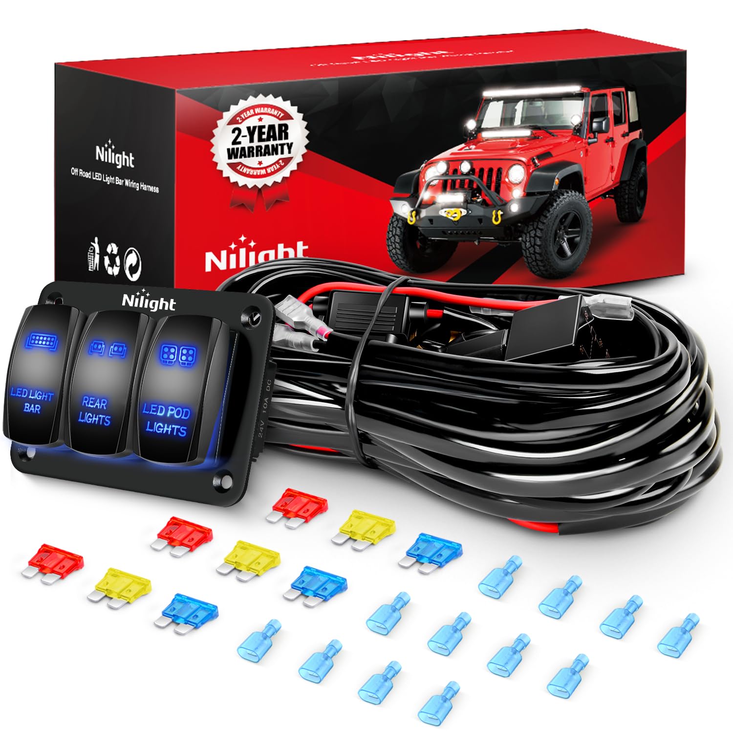 Foto 2 pulgar | Kit De Arnés De Cableado Nilight, Barra De Luz Led De 16 Awg, 12 V, 3 Bandas - Venta Internacional.