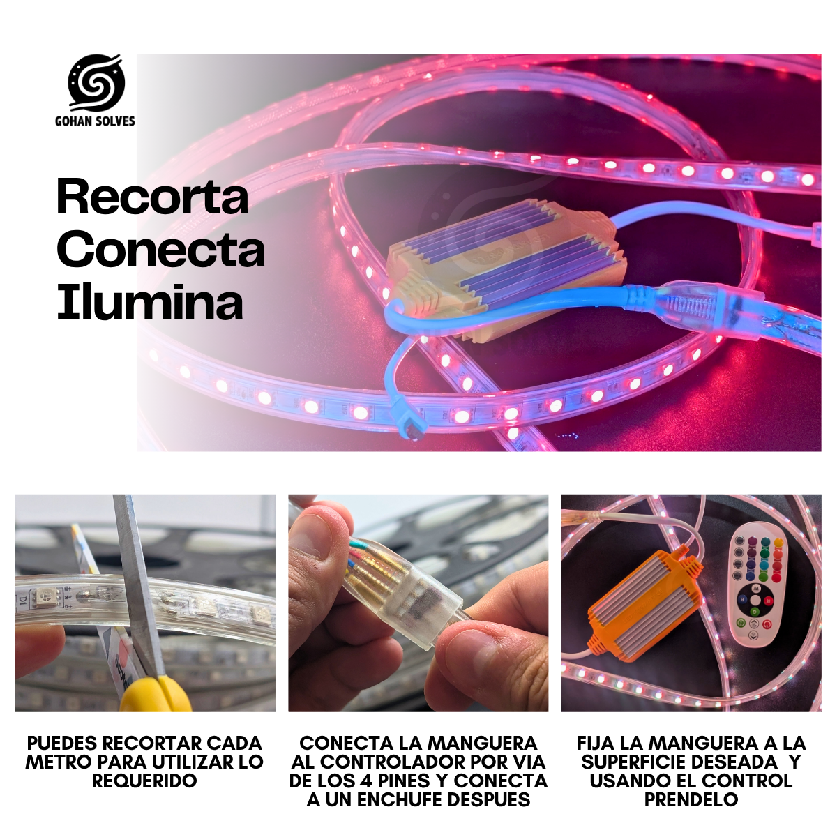 Foto 5 | Manguera Tira Led Neon Rgb Flexible 25m 110v C/ Control Remeto Ip65 Impermeable  Ideal Interior Exterior Fachada