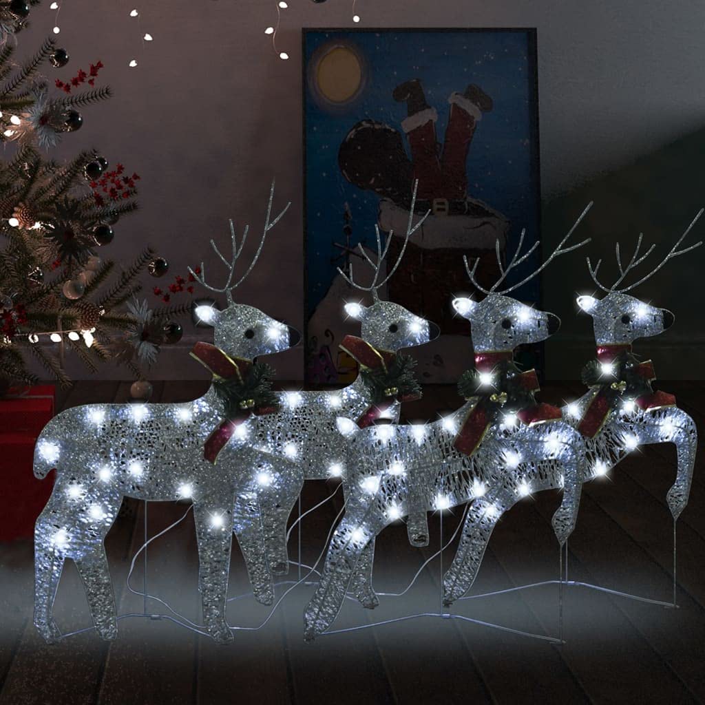 Foto 2 | Renos Navideños Vidaxl Con 80 Led Plateados  4 Unidades Para Interiores Y Exteriores - Venta Internacional.