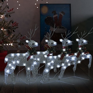 Foto 2 | Renos Navideños Vidaxl Con 80 Led Plateados 4 Unidades Para Interiores Y Exteriores - Venta Internacional.