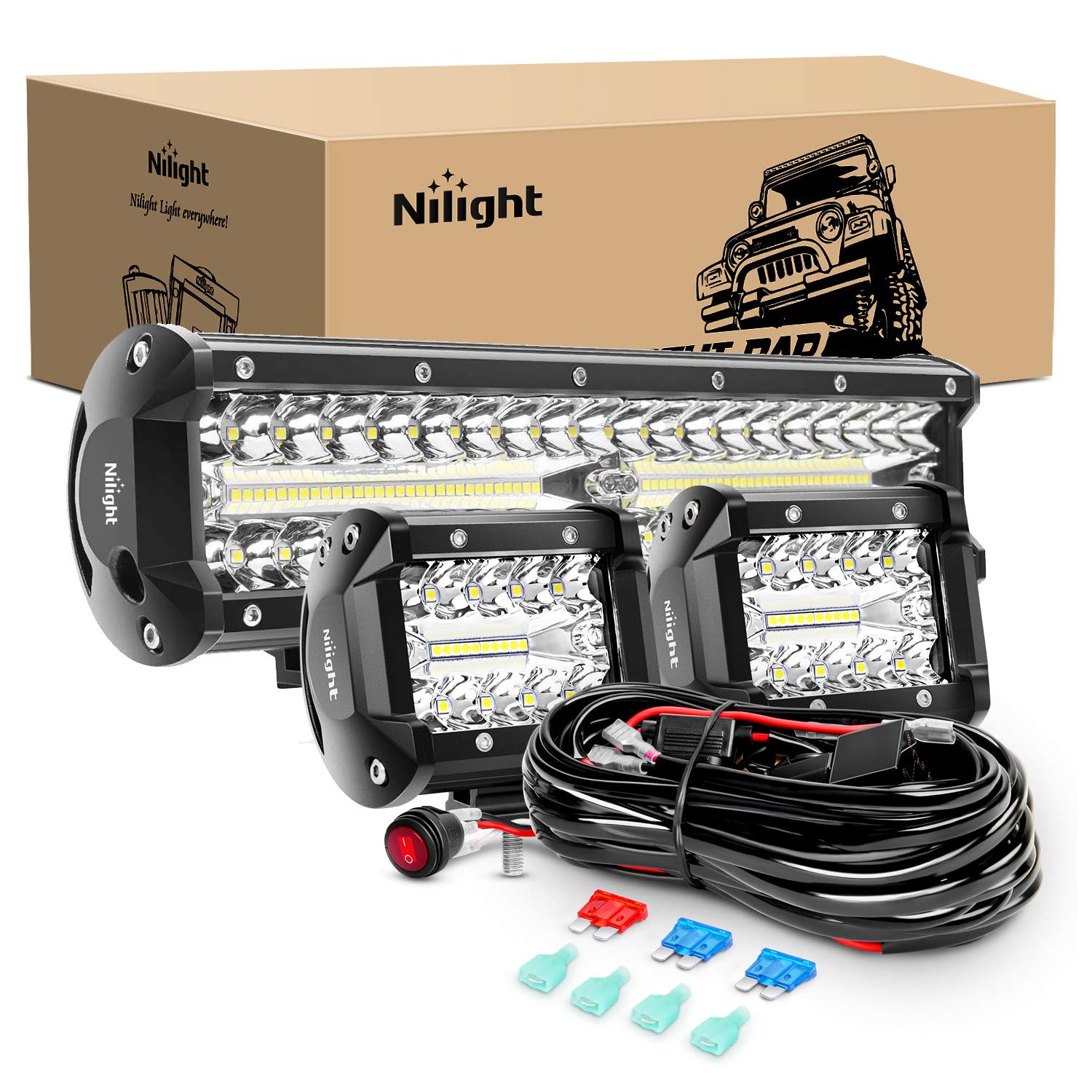 Foto 1 | Juego De Barras De Luz Led Nilight, 12 Cm, 300 W, Triple Hilera, Spot Flood - Venta Internacional.