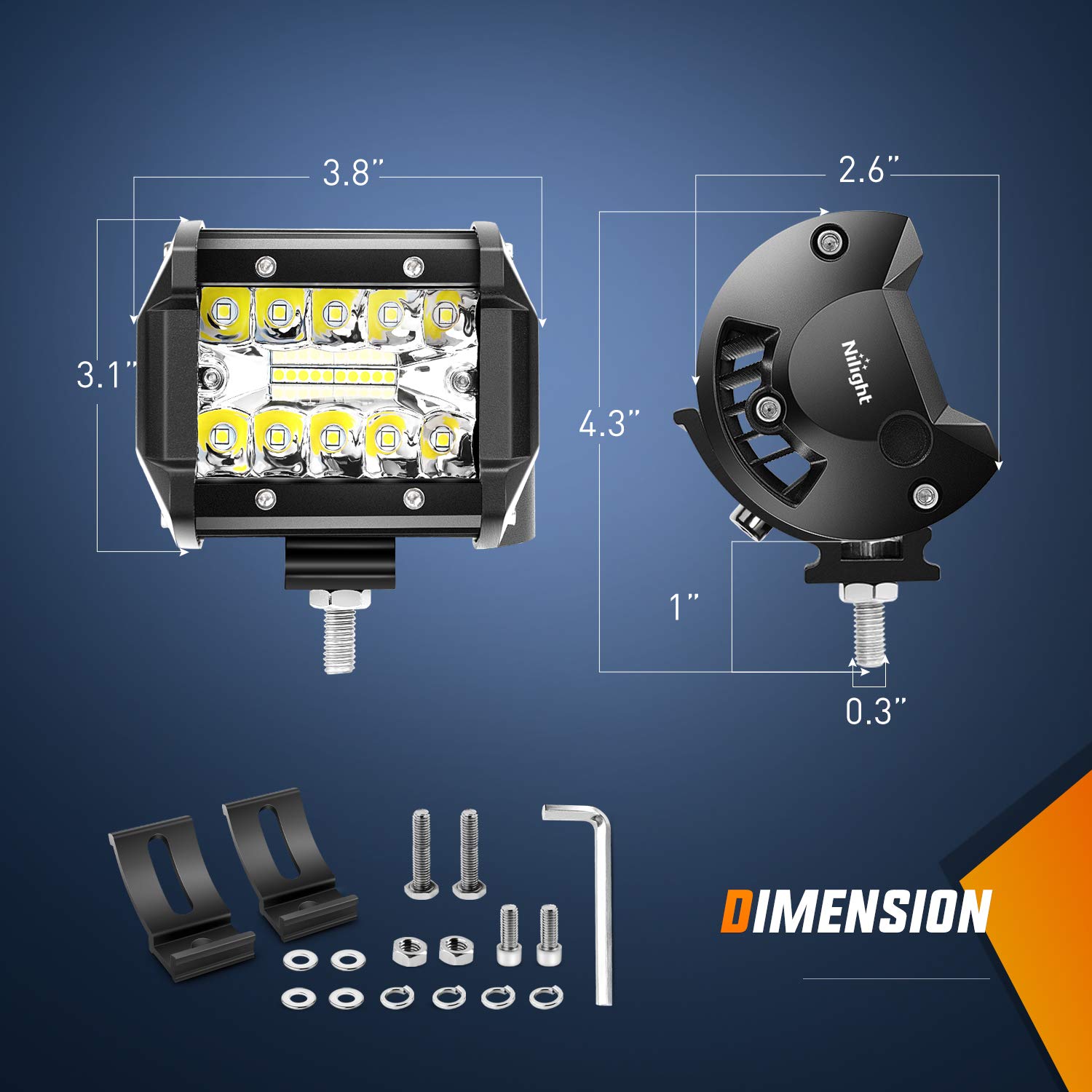 Foto 3 | Juego De Barras De Luz Led Nilight, 12 Cm, 300 W, Triple Hilera, Spot Flood - Venta Internacional.