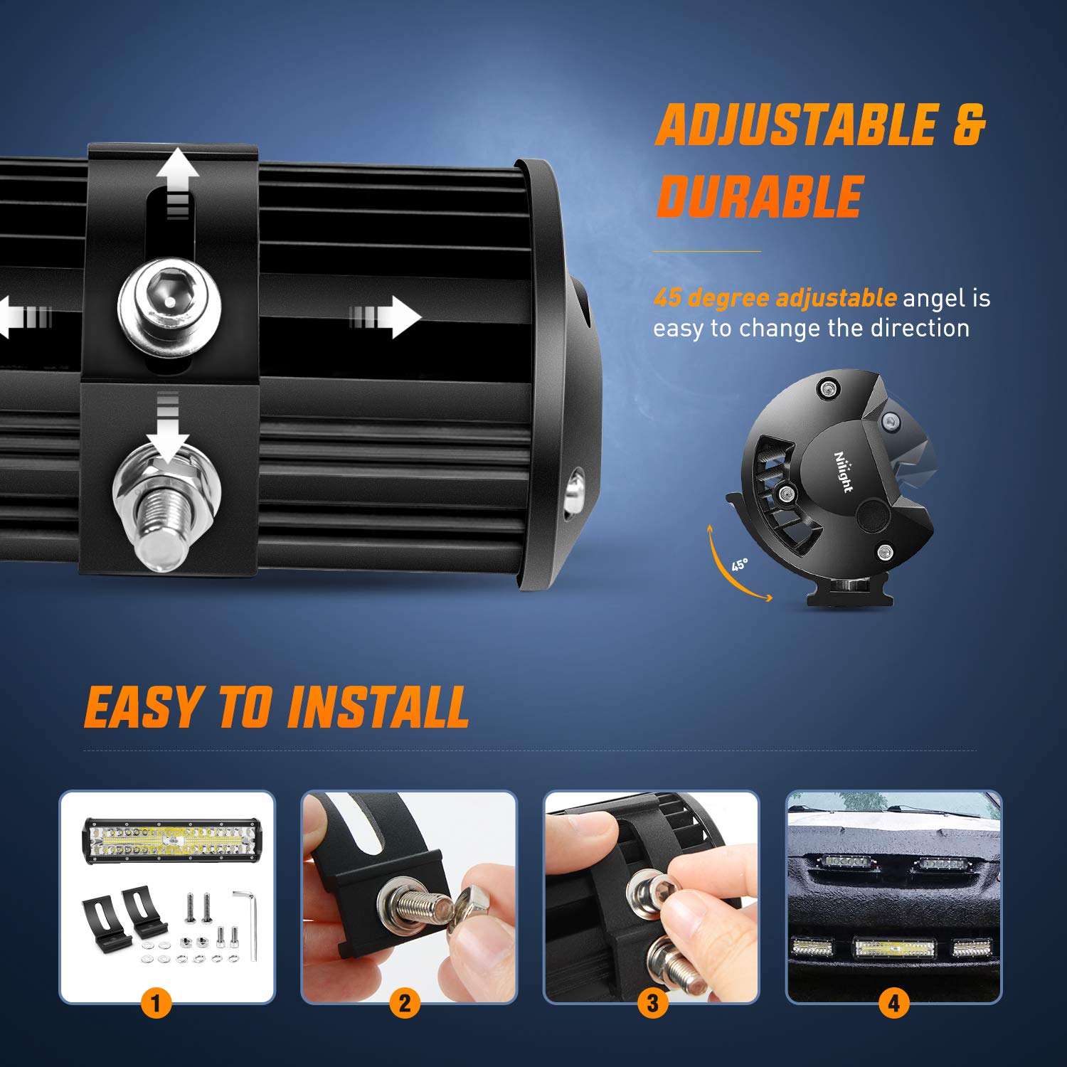 Foto 7 pulgar | Juego De Barras De Luz Led Nilight, 12 Cm, 300 W, Triple Hilera, Spot Flood - Venta Internacional.