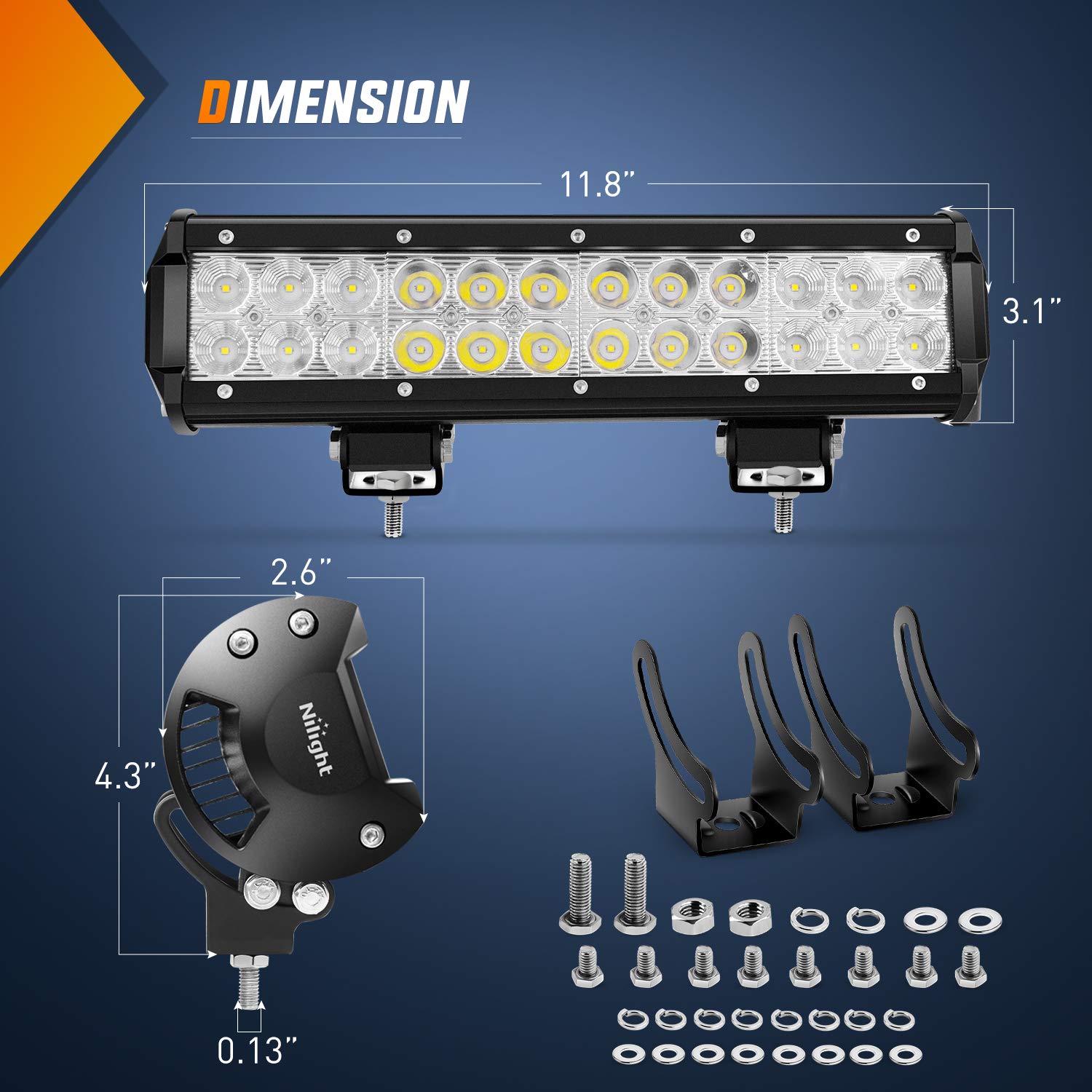 Foto 3 pulgar | Barra De Luces Led Nilight Ni06a-72w, 30 Cm, Spot Flood Combo 12 V - Venta Internacional.