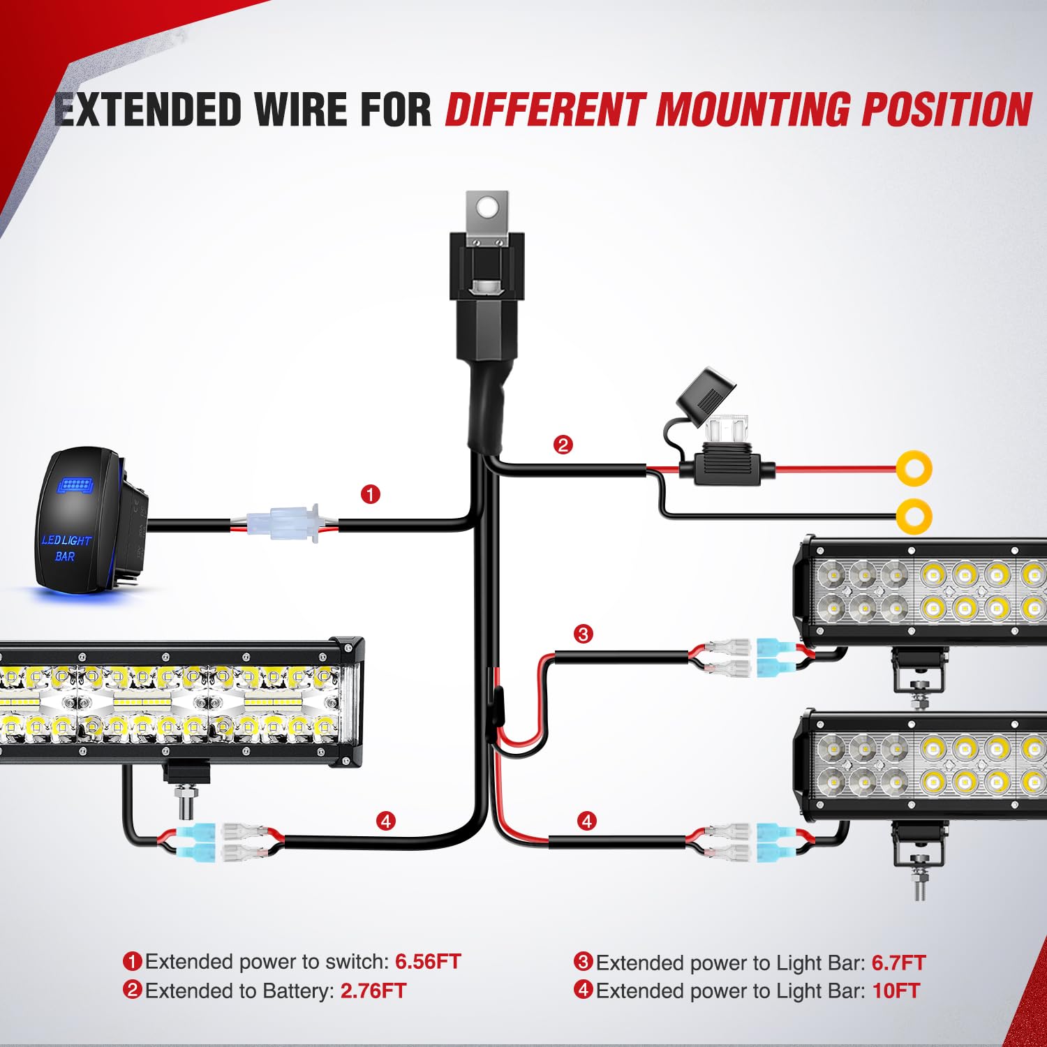 Foto 3 pulgar | Kit De Arnés De Cableado Nilight, Barra De Luz Led De 14 Awg, 12 V, Todo Terreno - Venta Internacional.