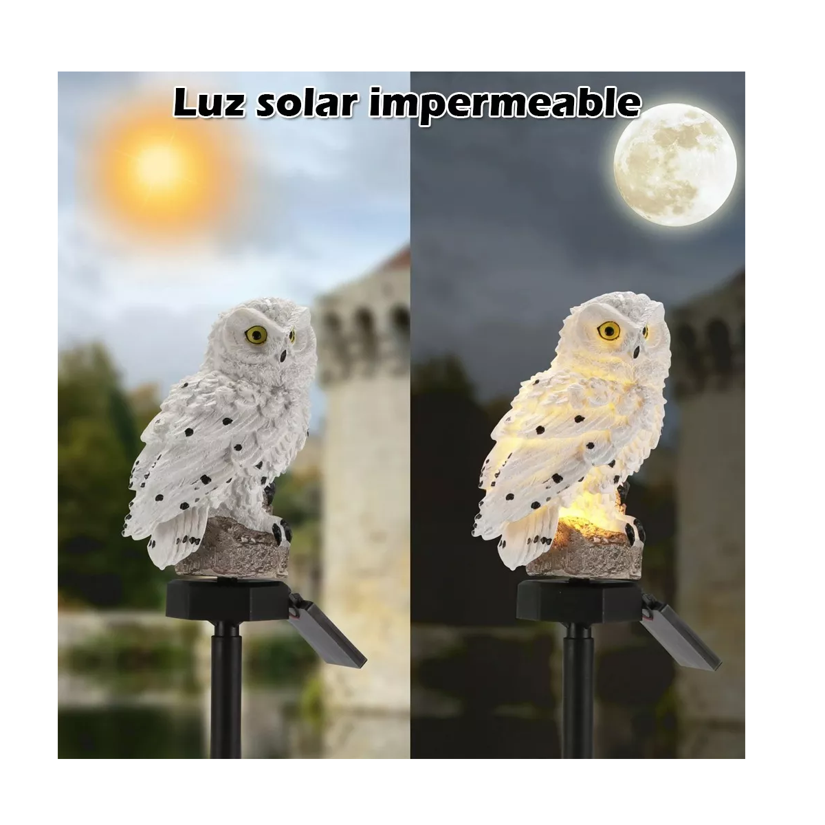 Foto 3 pulgar | Lámpara Solar Exterior Led Eo Safe Imports ESI-8729 Multicolor Búho Jardín