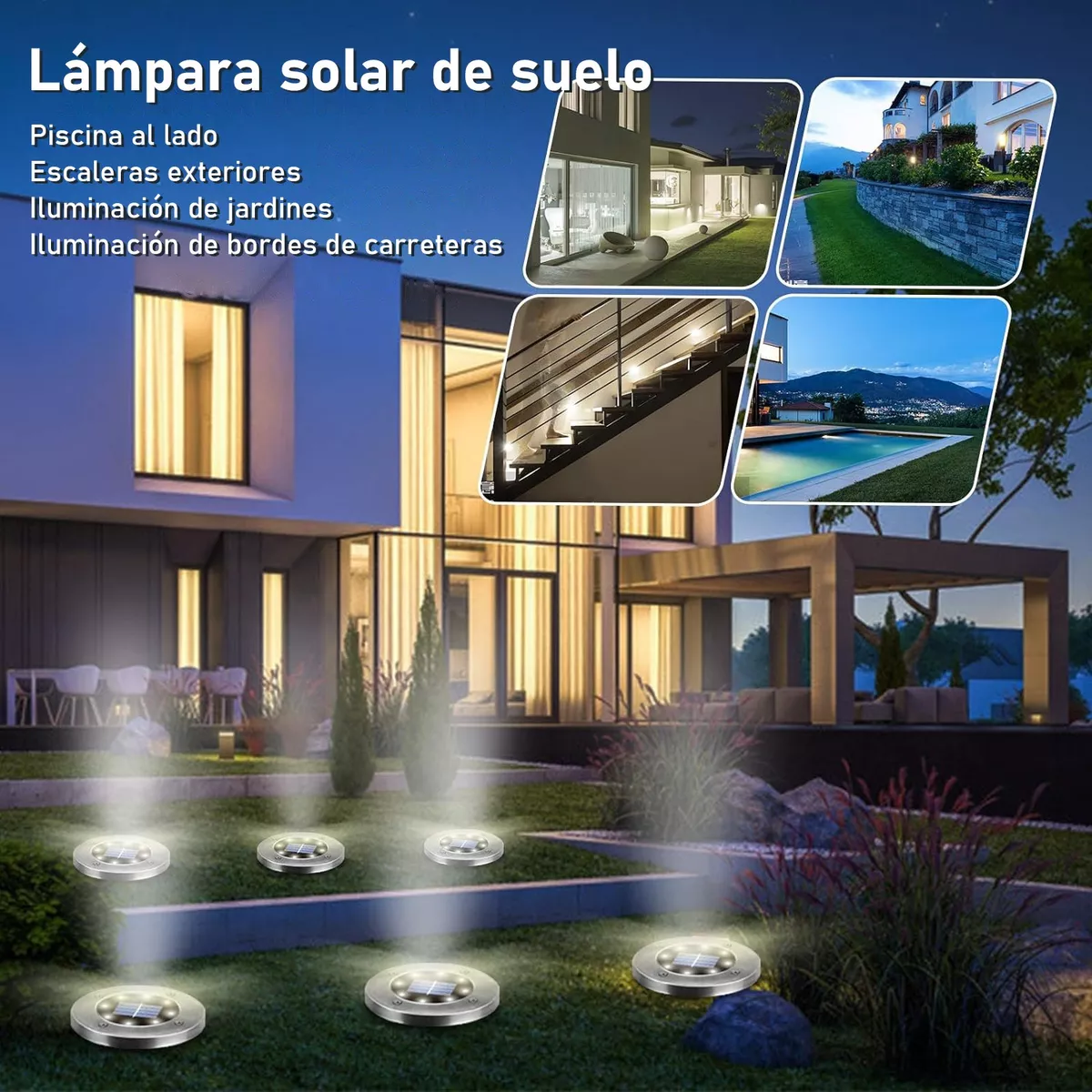 Foto 4 pulgar | Paquete de 8 Luces Solares Led Impermeables para Jardín  Eo Safe Imports Esi-11056 Plata