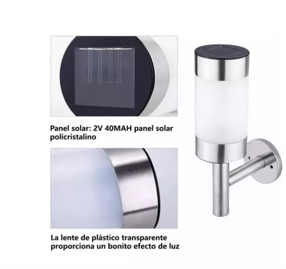 Foto 4 pulgar | Lámpara Solar De Pared Exterior Con Sensor 2 Pcs