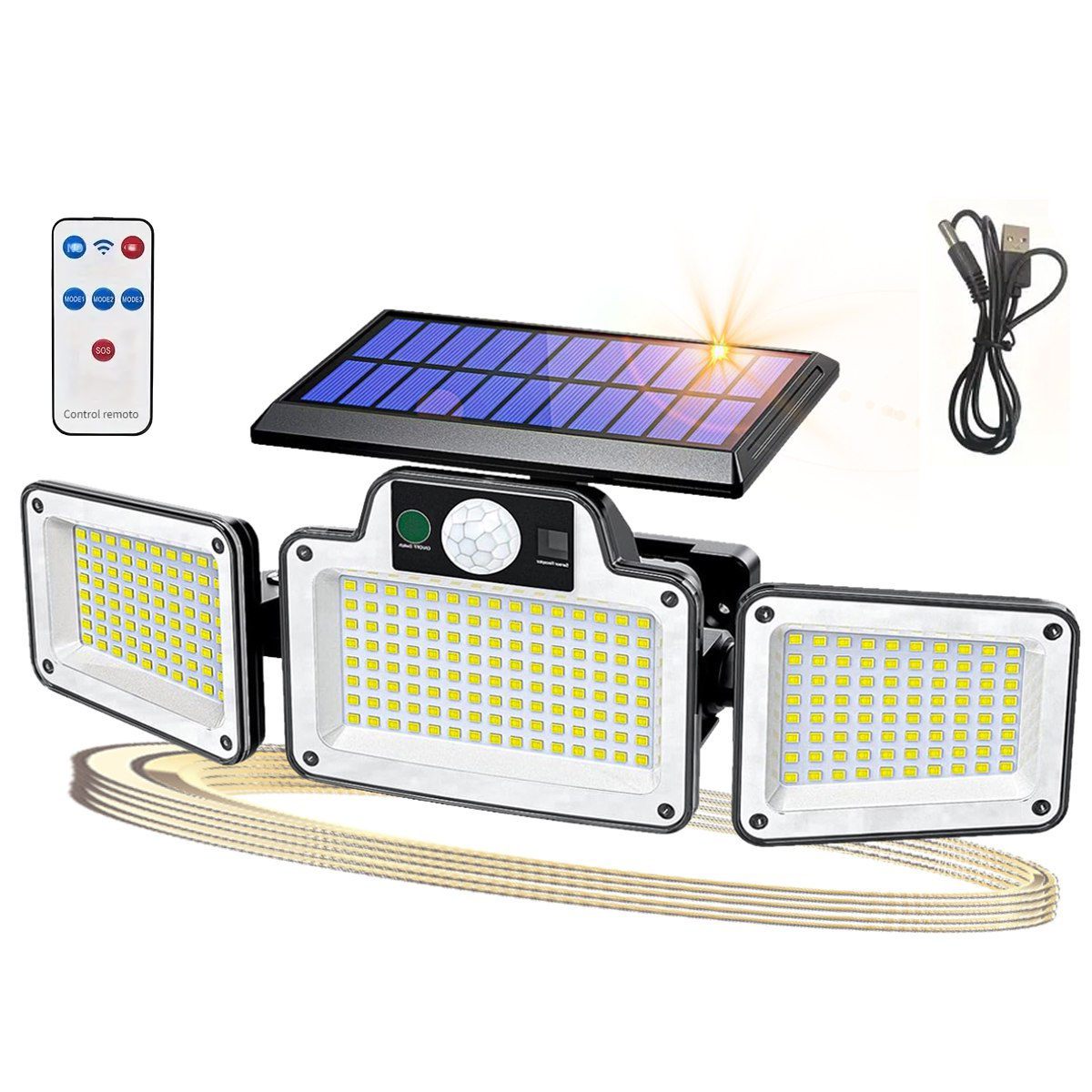 Lámpara Led Solar Comerliv Suburbana Luminaria Alumbrado Sensor Modos