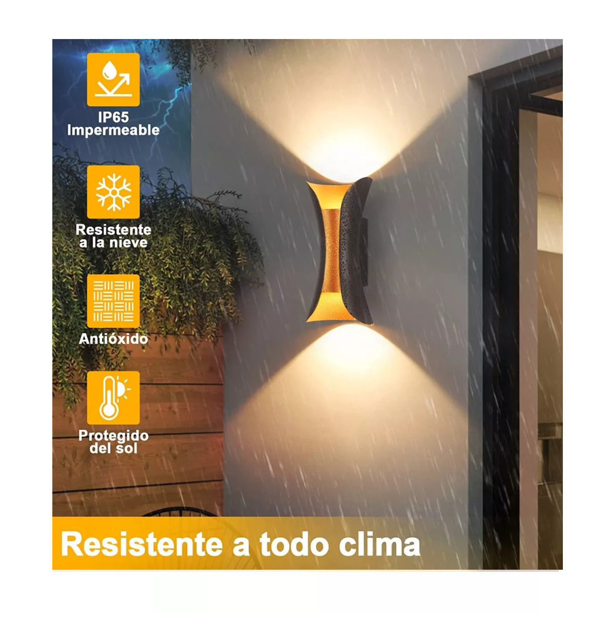 Foto 6 pulgar | Moderna Lámpara de Pared Led Impermeable para Exteriores 14 W Negro