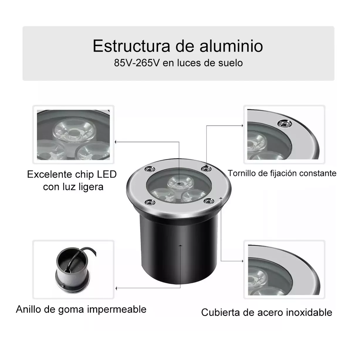 Foto 3 pulgar | Lámpara de Pie Led Empotrada 3 W Luz Fria