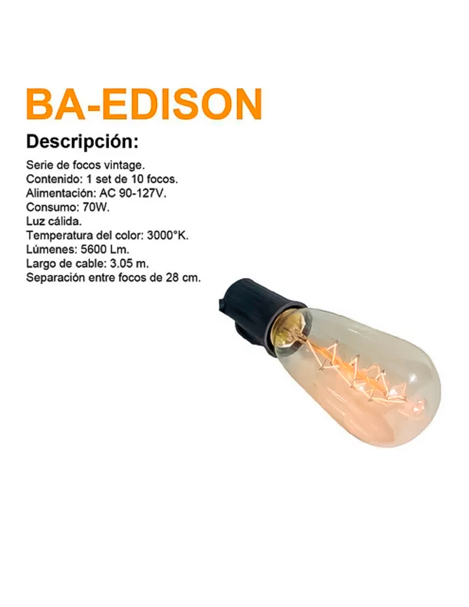 Foto 4 pulgar | Serie de Luces Steelpro Edison Vintage 70w Luz Cálida de 10 Focos 3 m