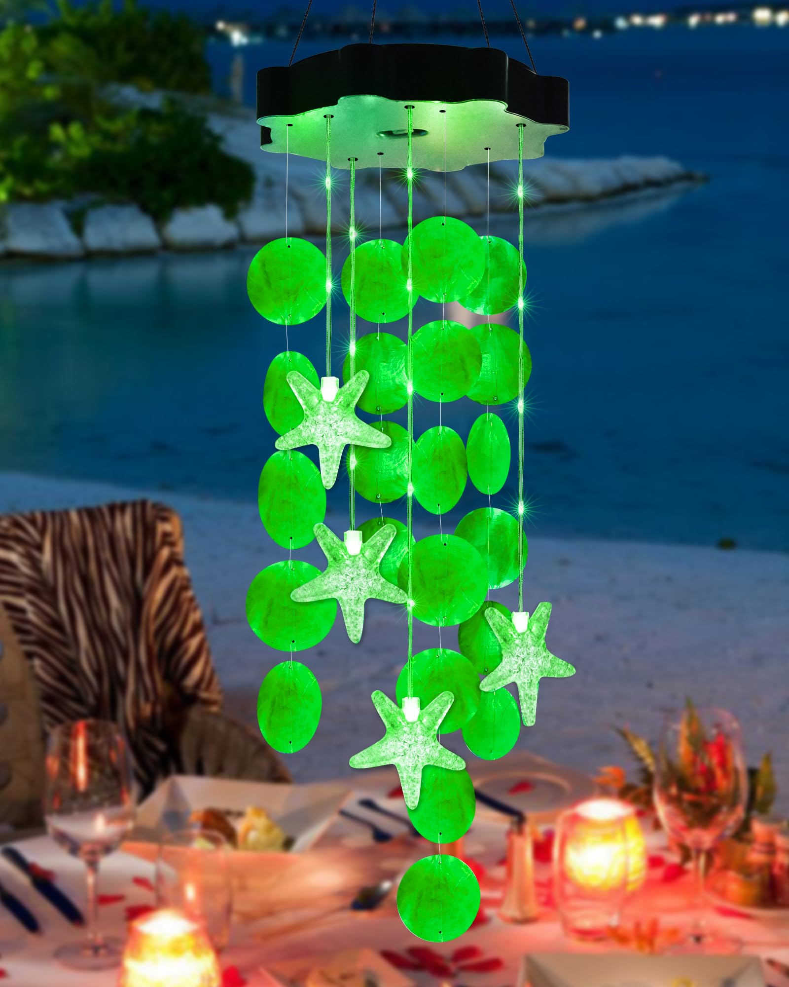 Foto 1 | Carillones De Viento Solares Toodour Shells De Color Verde Claro Para Exteriores - Venta Internacional.
