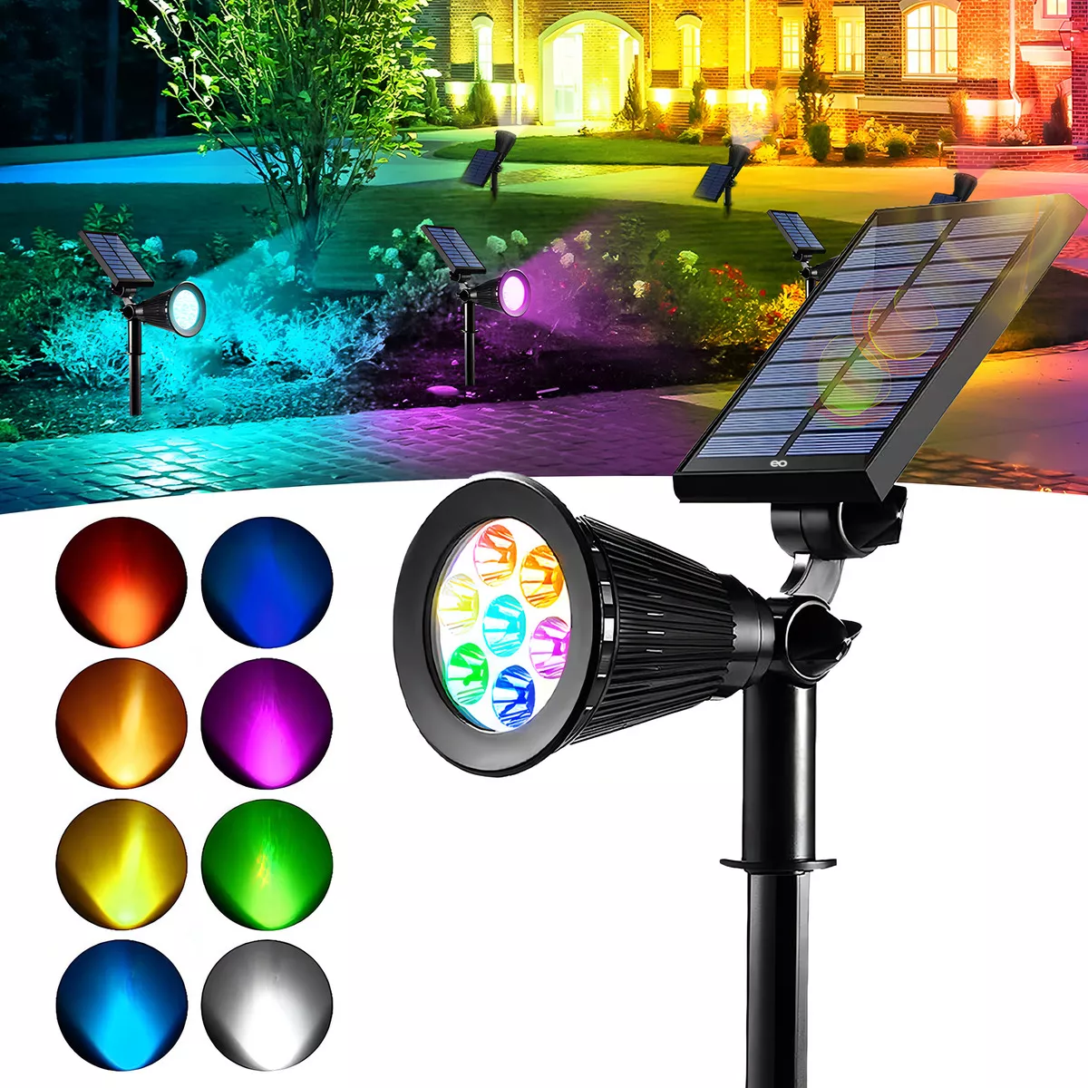Foto 3 pulgar | Lámpara Solar Para Jardín Luz Multicolor Eo Safe Imports Esi-18842 Negro