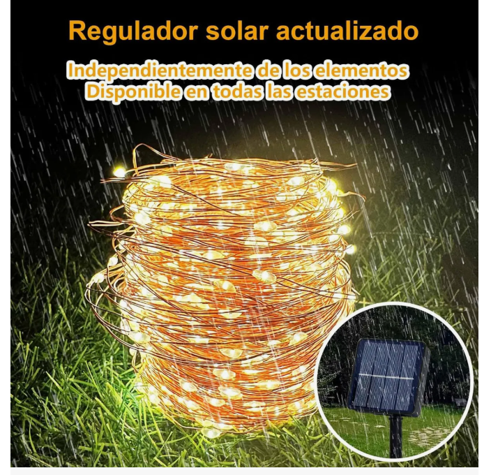 Foto 6 pulgar | 2piezas 26metors 300led Serie Luces Solares Exterior Blanco Cálido