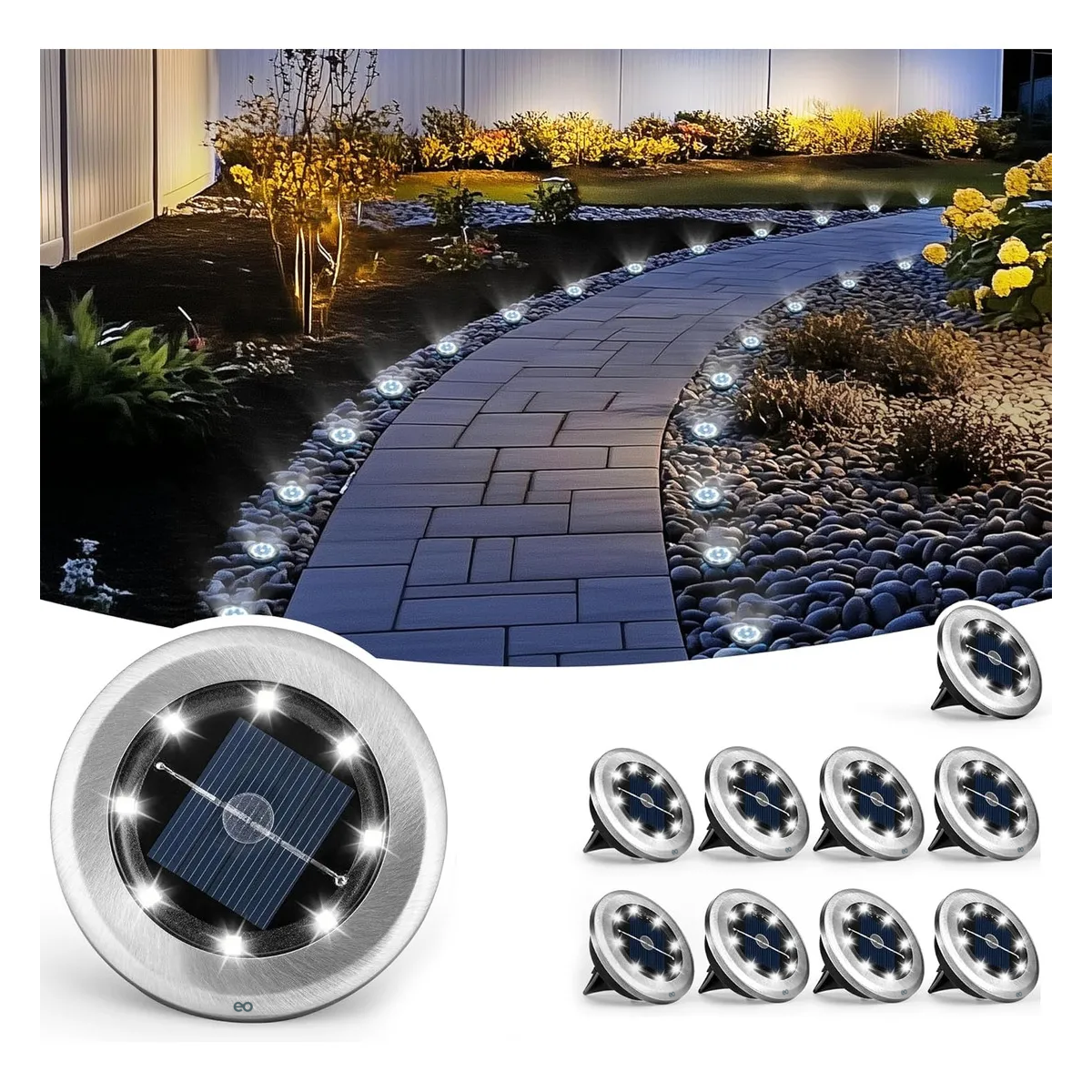 Foto 4 pulgar | Luces Solares Jardín 8 Led - Pack Ahorro Energía Con Diseño Espeto Para Césped 10pzs Eo Safe Imports Esi-19127 Negro