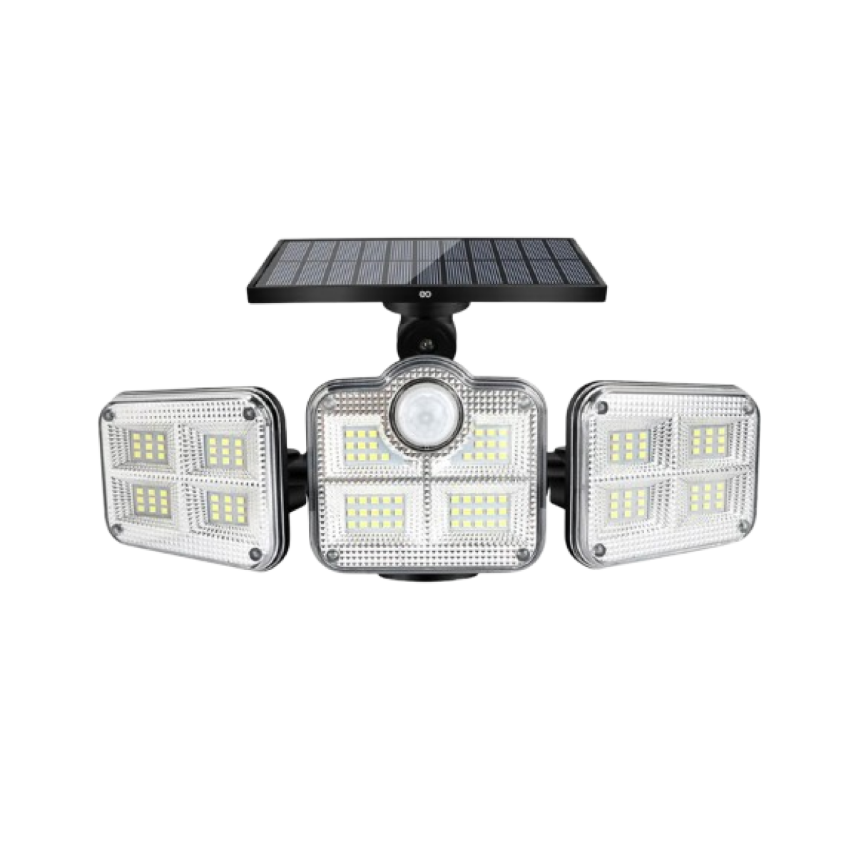 Lámpara Solar 127v Negro Exterior Pared Con Sensor De Movimiento 144led Eo Safe Imports Esi-19129 Negro