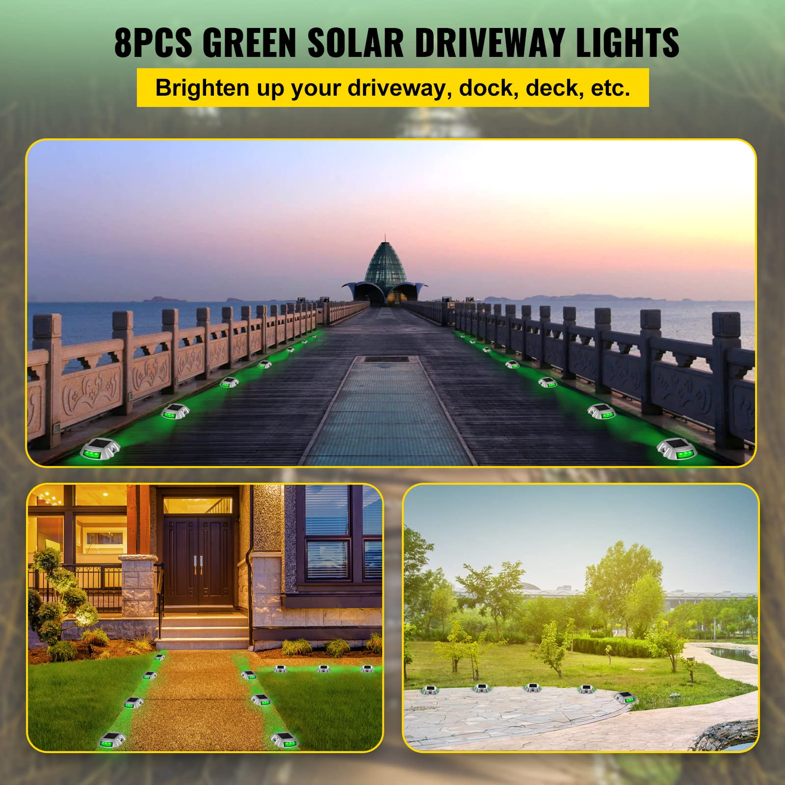Foto 3 pulgar | Luces Solares Para Entrada Vevor, Paquete De 8 Unidades, Led, Impermeables, Color Verde - Venta Internacional.