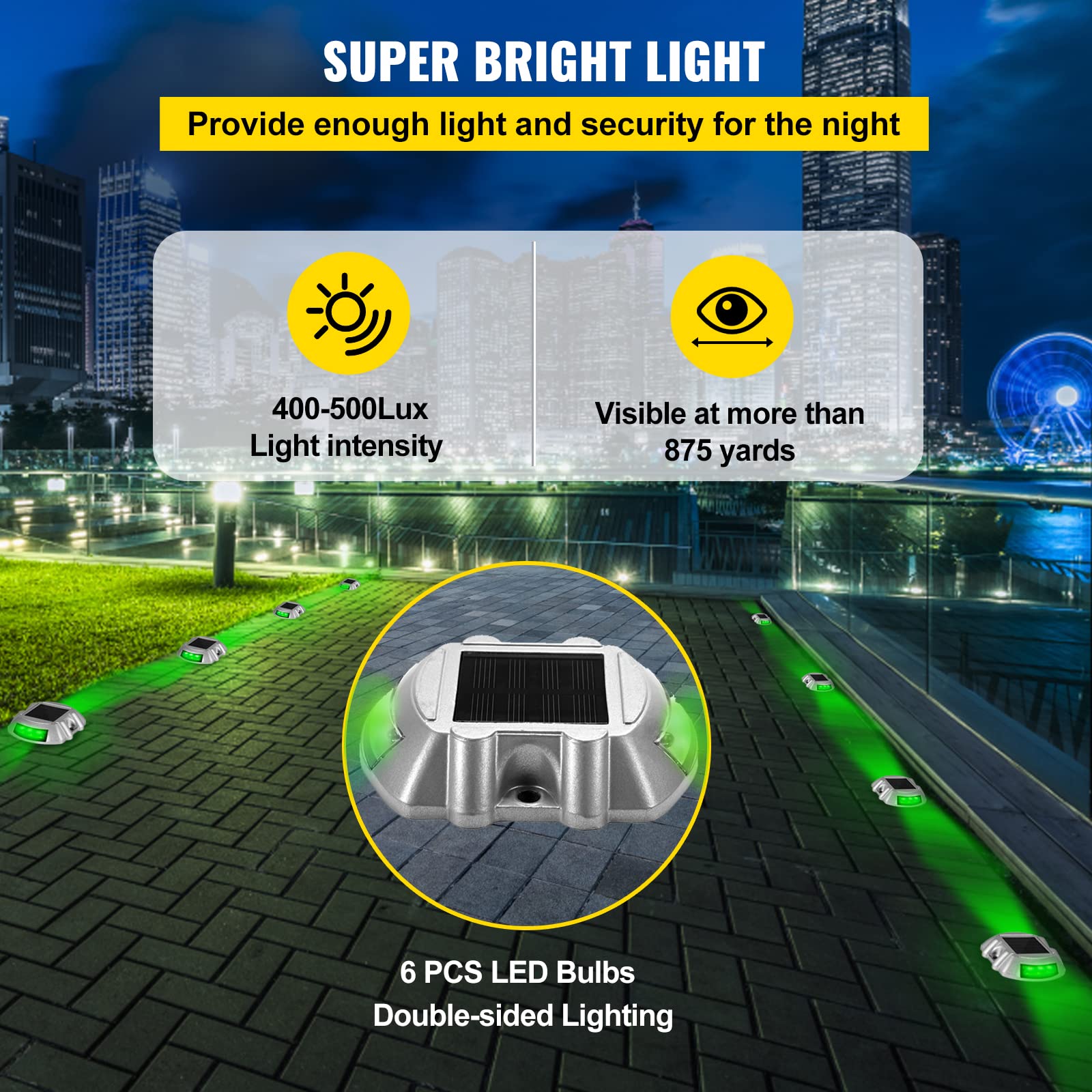 Foto 6 pulgar | Luces Solares Para Entrada Vevor, Paquete De 8 Unidades, Led, Impermeables, Color Verde - Venta Internacional.