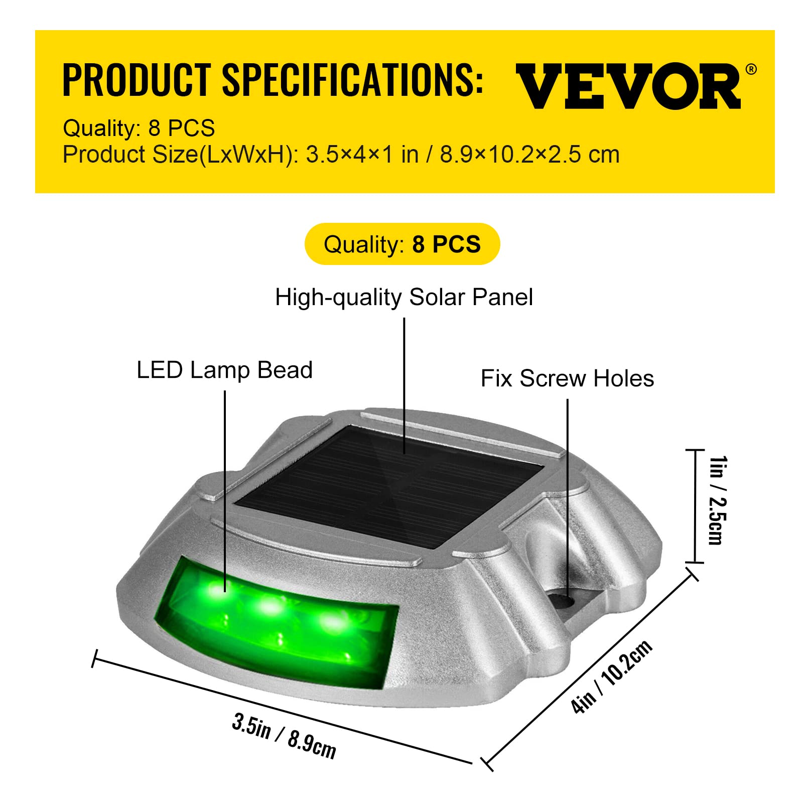Foto 8 pulgar | Luces Solares Para Entrada Vevor, Paquete De 8 Unidades, Led, Impermeables, Color Verde - Venta Internacional.