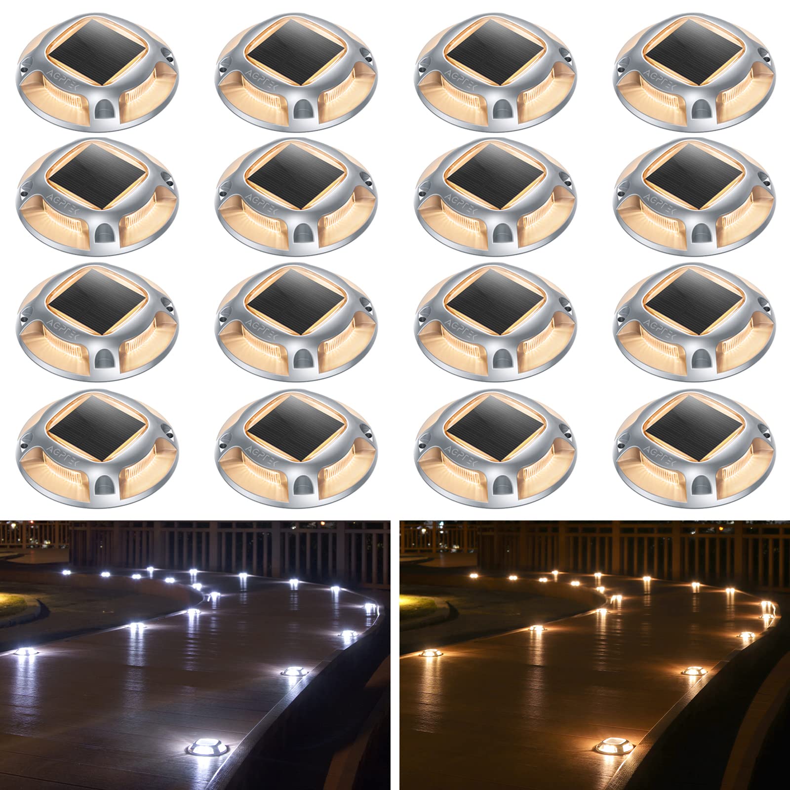 Foto 2 pulgar | Luces Solares Para Entrada Agptek, Paquete De 16, 2 Modos De Color, Impermeables - Venta Internacional.