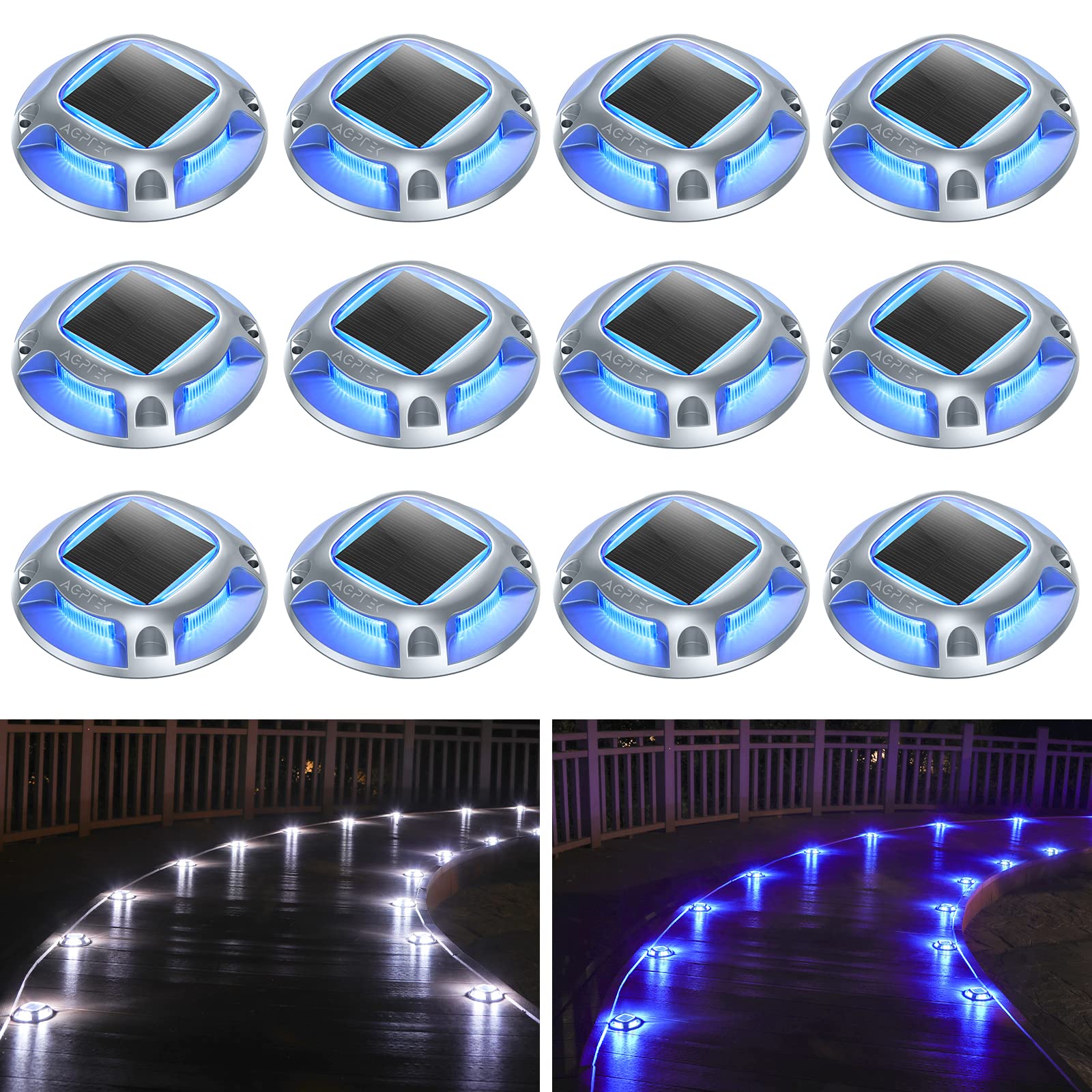 Luces Solares Para Entrada Agptek, Paquete De 12, 2 Modos De Color Led - Venta Internacional.