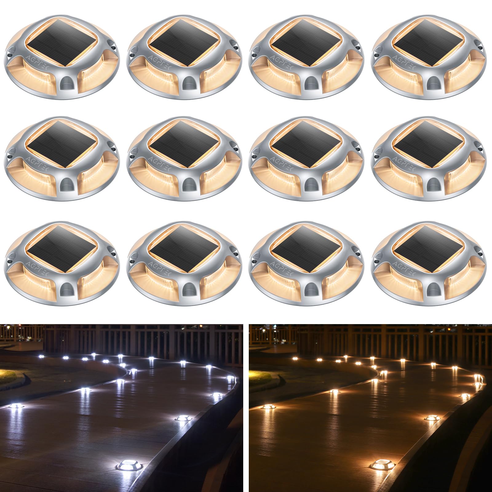 Foto 2 pulgar | Luces Solares Para Entrada Agptek, Paquete De 12, 2 Modos De Color, Impermeables - Venta Internacional.