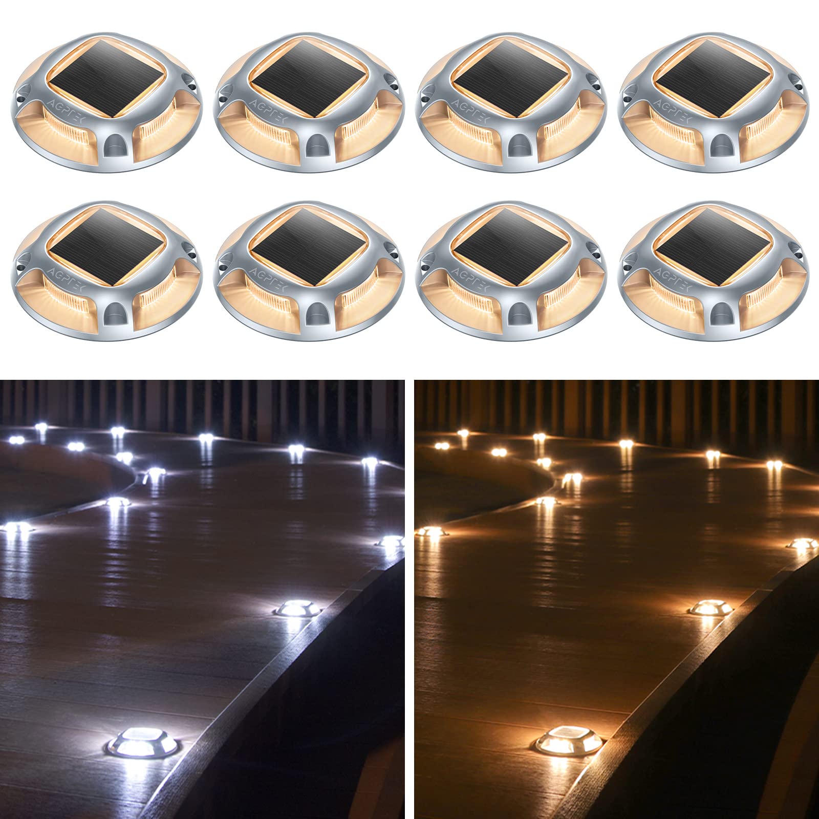 Foto 2 pulgar | Luces Solares Para Entrada Agptek, Paquete De 8, 2 Modos De Color, Impermeables - Venta Internacional.