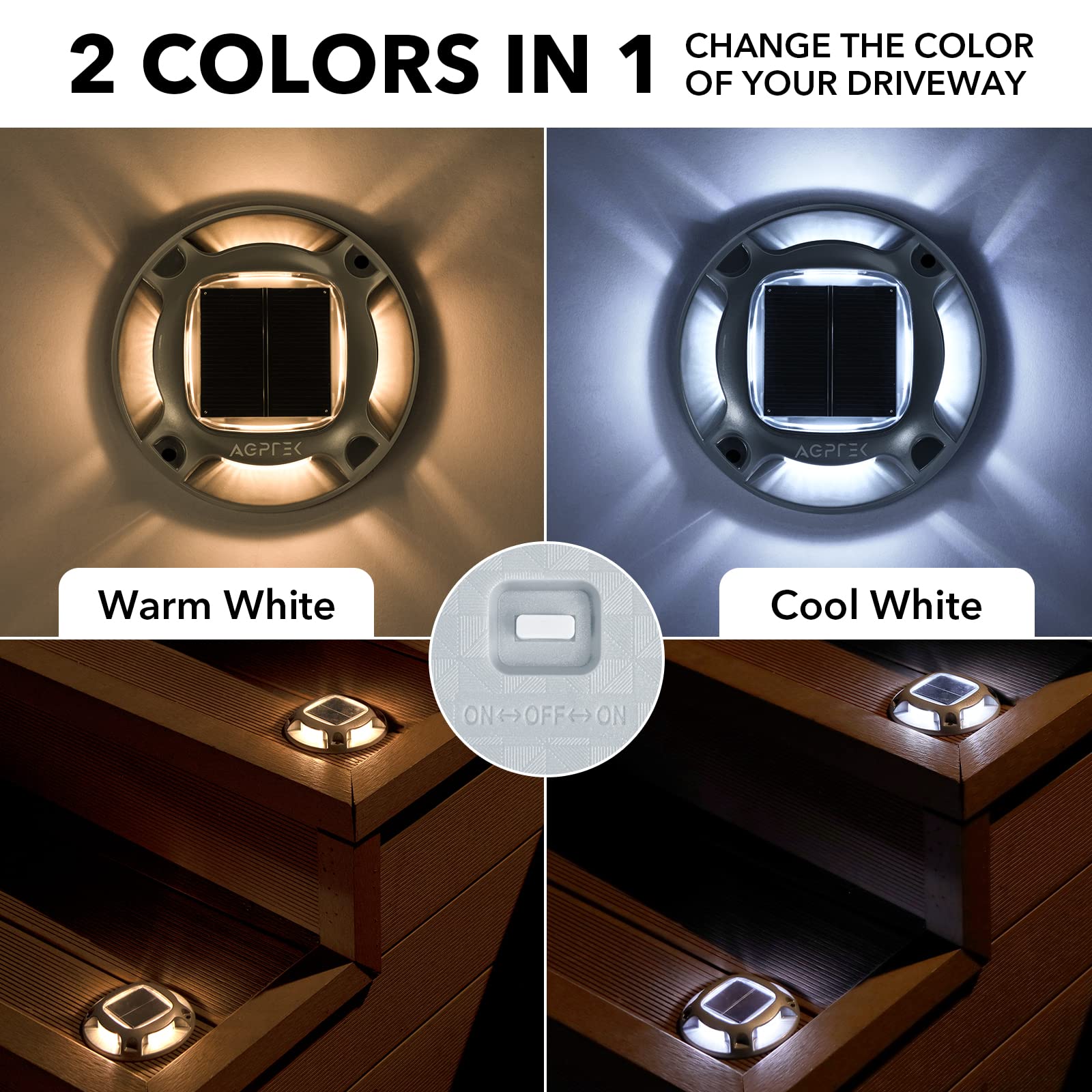 Foto 3 pulgar | Luces Solares Para Entrada Agptek, Paquete De 8, 2 Modos De Color, Impermeables - Venta Internacional.