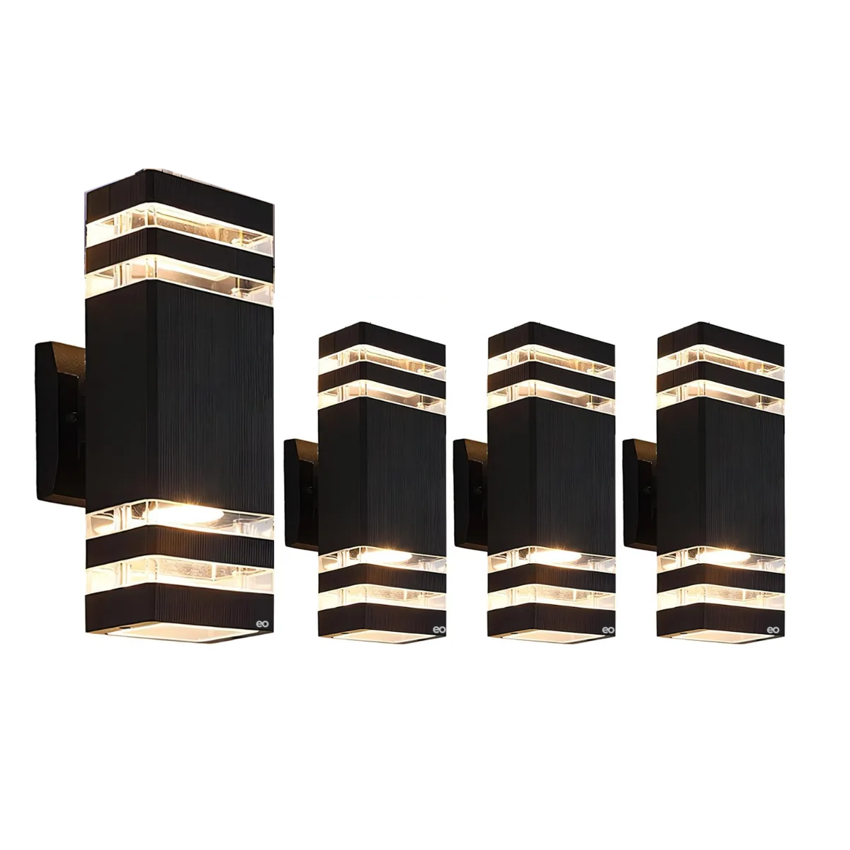 Foto 2 pulgar | 4 Pcs Lámpara De Pared Negra Exterior (incluye 8 Bombillas) Eo Safe Imports Esi-19501 Negro