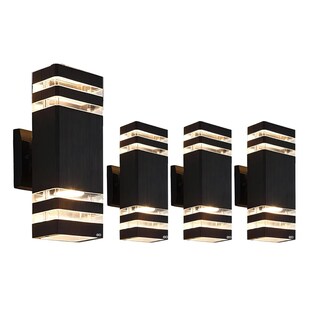 Foto 1 | 4 Pcs Lámpara De Pared Negra Exterior (incluye 8 Bombillas) Eo Safe Imports Esi-19501 Negro