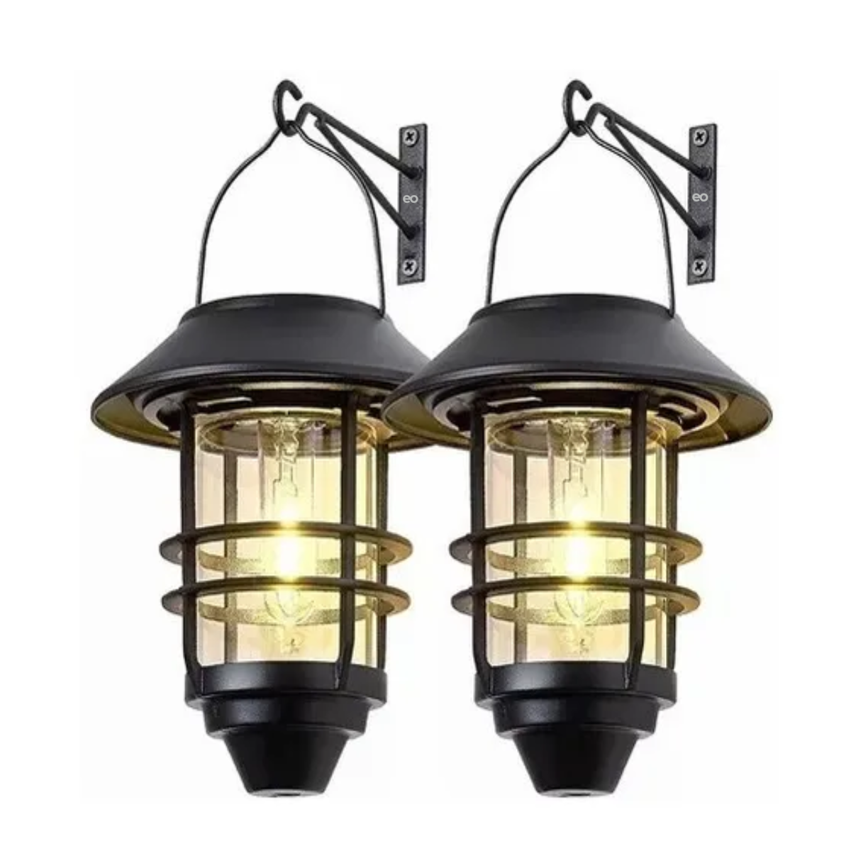 Lámpara De Pared Solar Impermeable Exterior Sensor 2 Piezas Eo Safe Imports Esi-19497 Negro