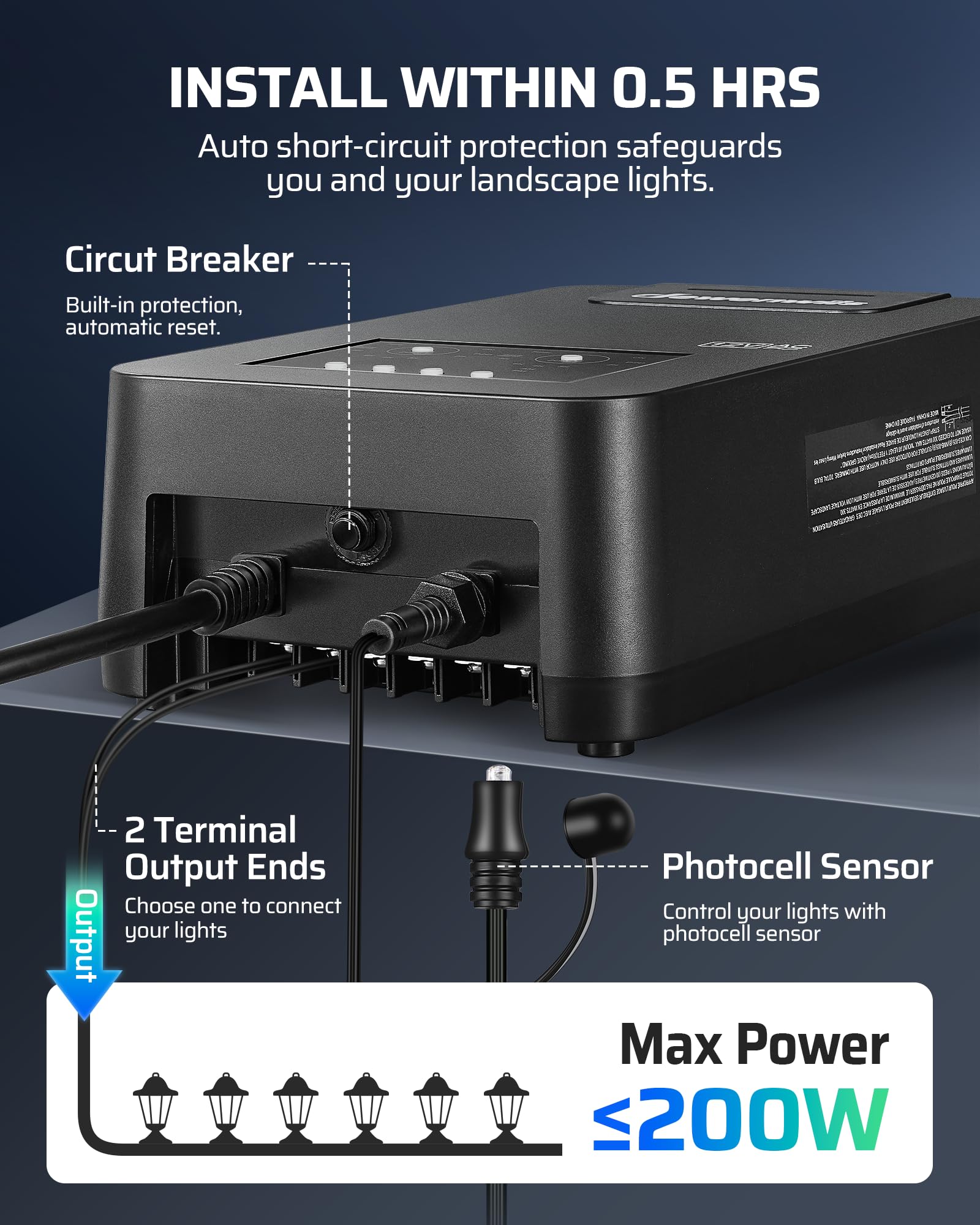 Foto 7 | Transformador De Iluminación De Paisaje Dewenwils 300w 12v/14v Ac - Venta Internacional.