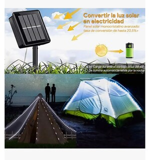 Foto 4 | Manguera Serie Luces Navidad Solar 7m 50led Exterior Jardín 8modos Blanco Luces Decorativa Impermeable