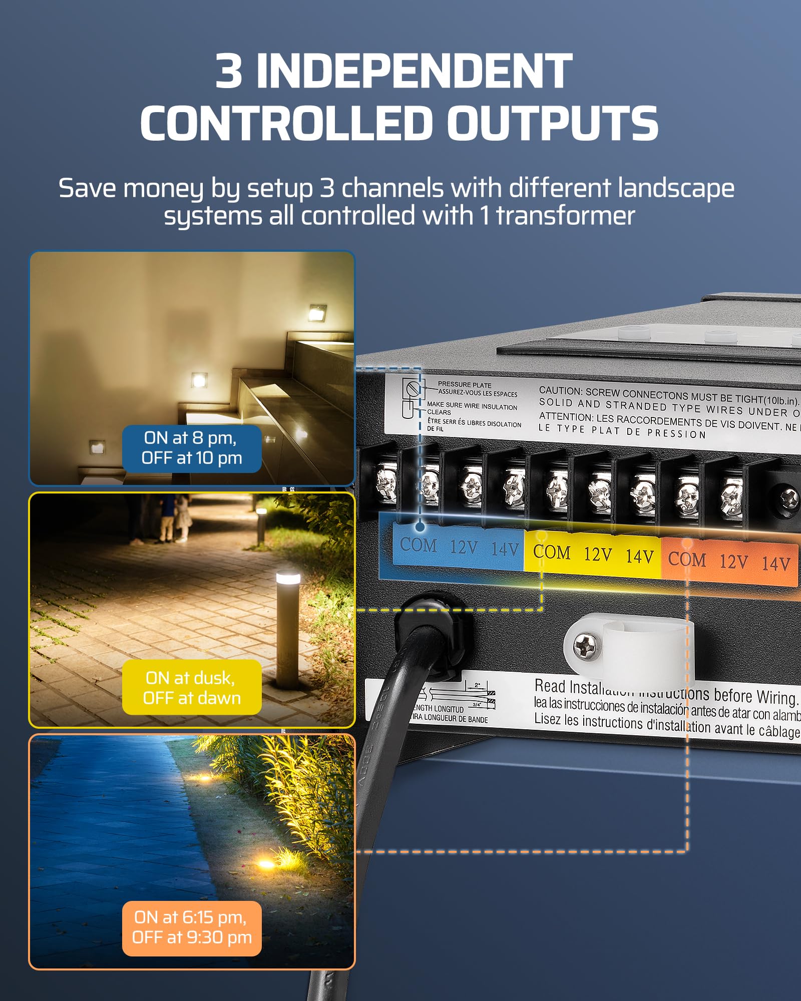 Foto 4 pulgar | Transformador De Paisaje Dewenwils Smart 300 W 3 Salidas 12 V/14 V - Venta Internacional.