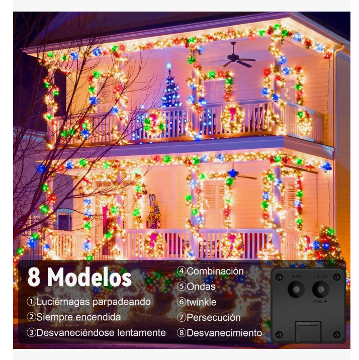 Foto 3 pulgar | Goodea Serie Navideña Solar Luces Decoraciones Exterior 100leds 12m Luces Beige Multicolor Series