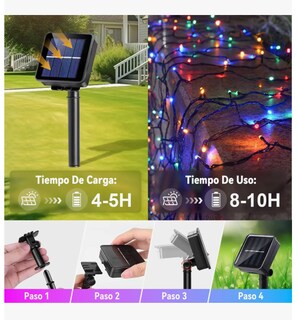 Foto 4 | Goodea Serie Navideña Solar Luces Decoraciones Exterior 100leds 12m Luces Beige Multicolor Series