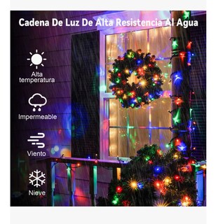Foto 5 | Goodea Serie Navideña Solar Luces Decoraciones Exterior 100leds 12m Luces Beige Multicolor Series