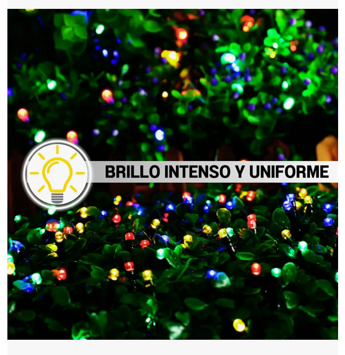 Foto 6 pulgar | Serie De Luces Navideña Solar Led Multicolor 200 Focos 22 Metros Decorativa