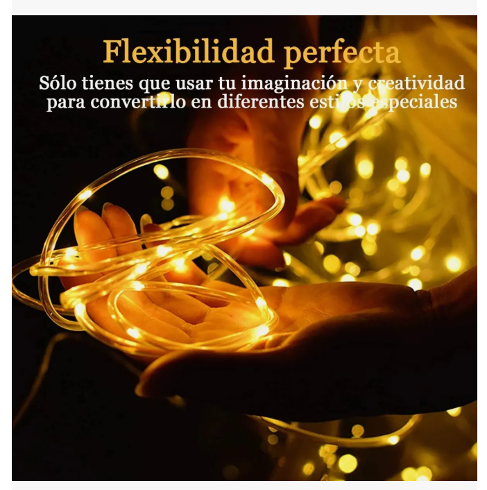 Foto 5 pulgar | Manguera Serie Luces Navidad Solar 7m 50led Exterior Jardín 8modos Blanco Cálido